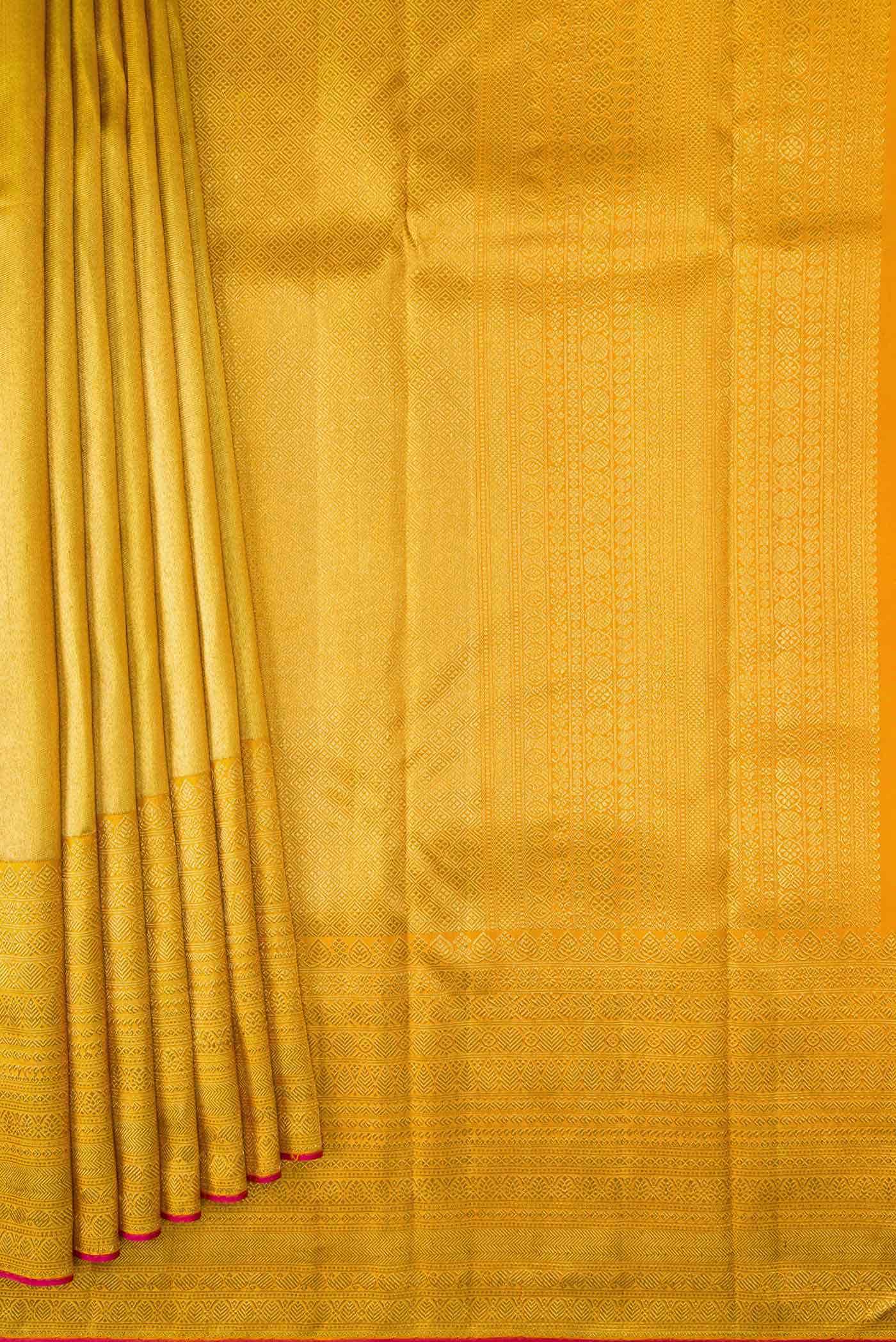 Pure Silk Pure Zari Gold Dual Tone Kanchipuram Tissue Saree