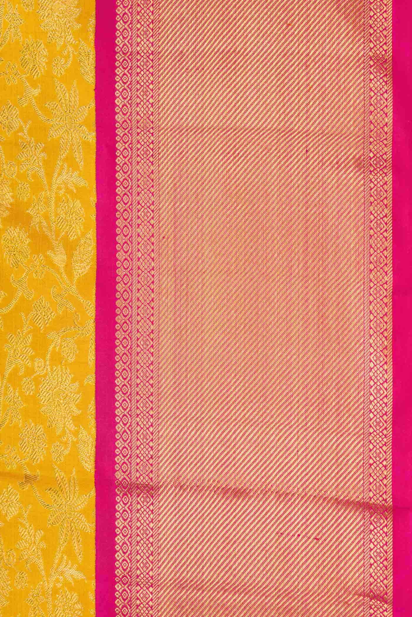 Pure Silk Pure Zari Yellow Dual Tone Kanchipuram Saree