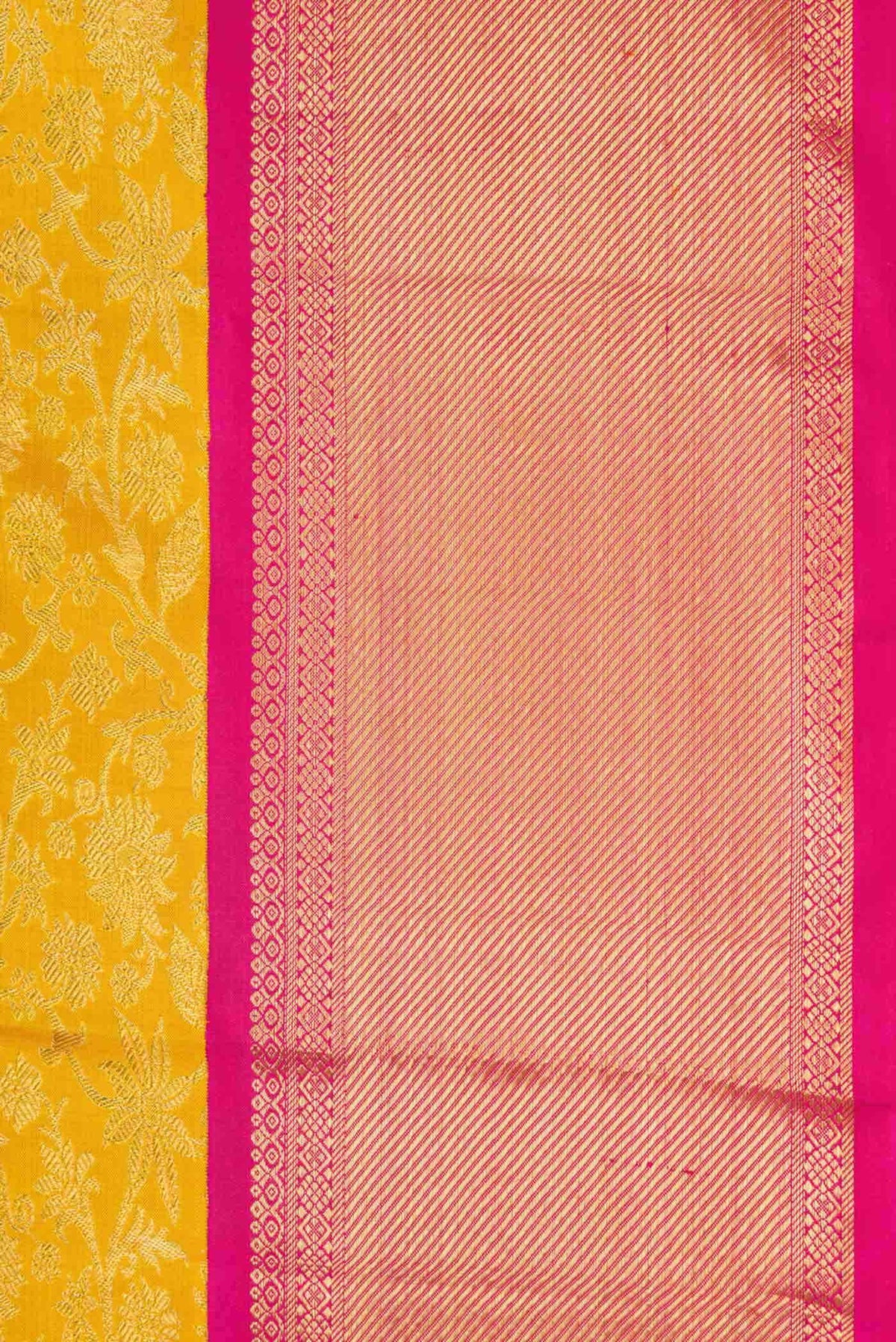 Pure Silk Pure Zari Yellow Dual Tone Kanjivaram Saree