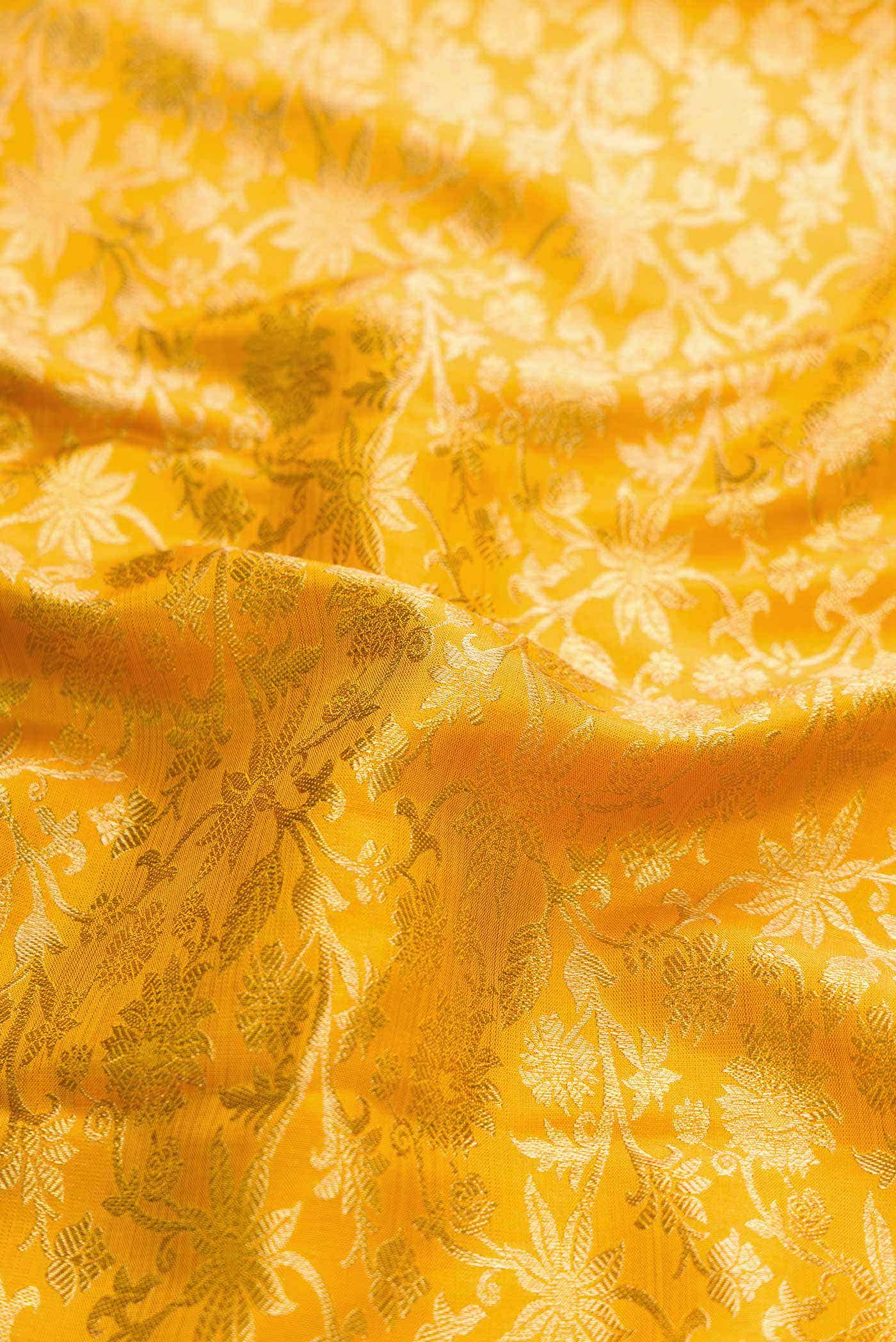 Pure Silk Pure Zari Yellow Dual Tone Kanjivaram Saree