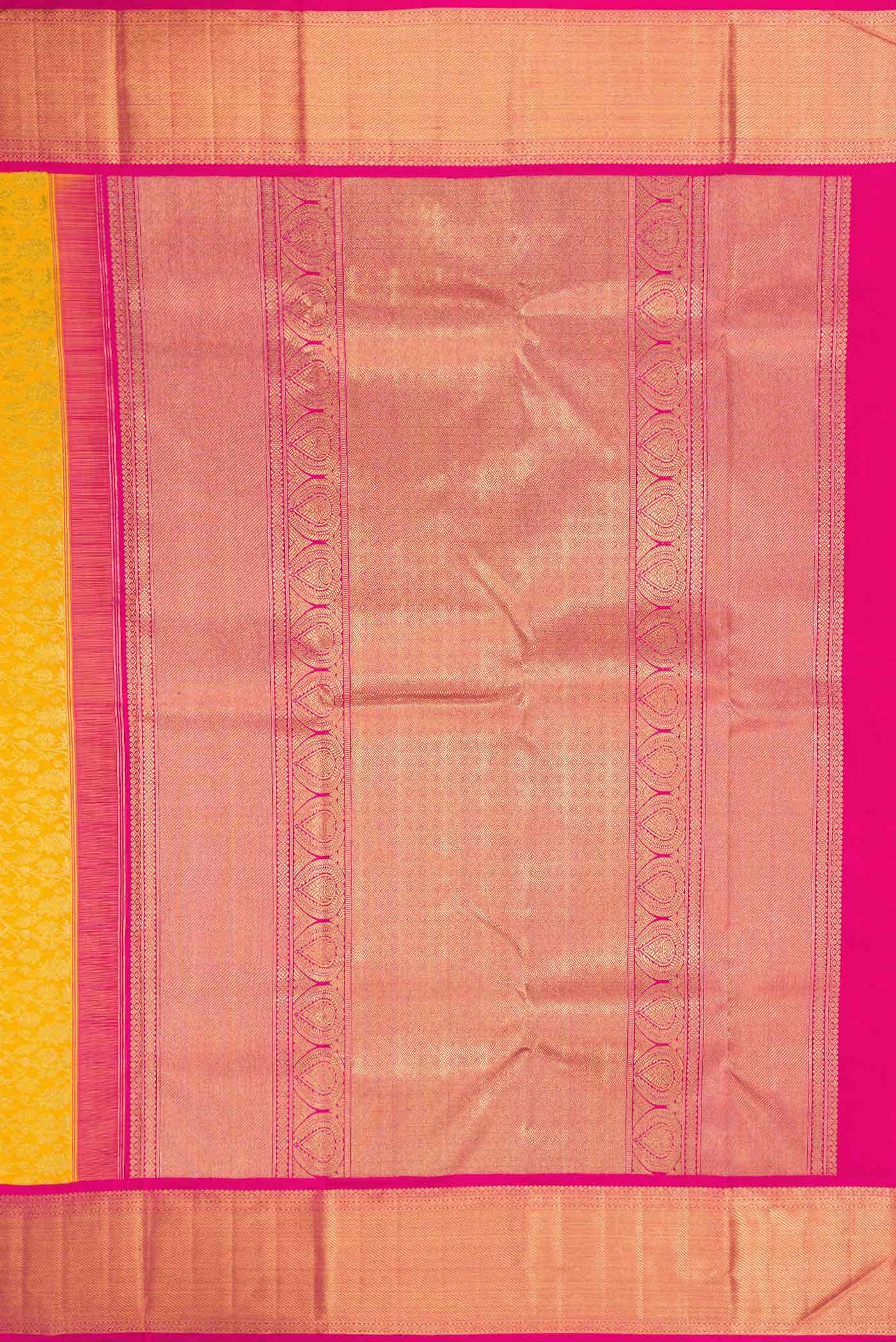 Pure Silk Pure Zari Yellow Dual Tone Kanchipuram Saree