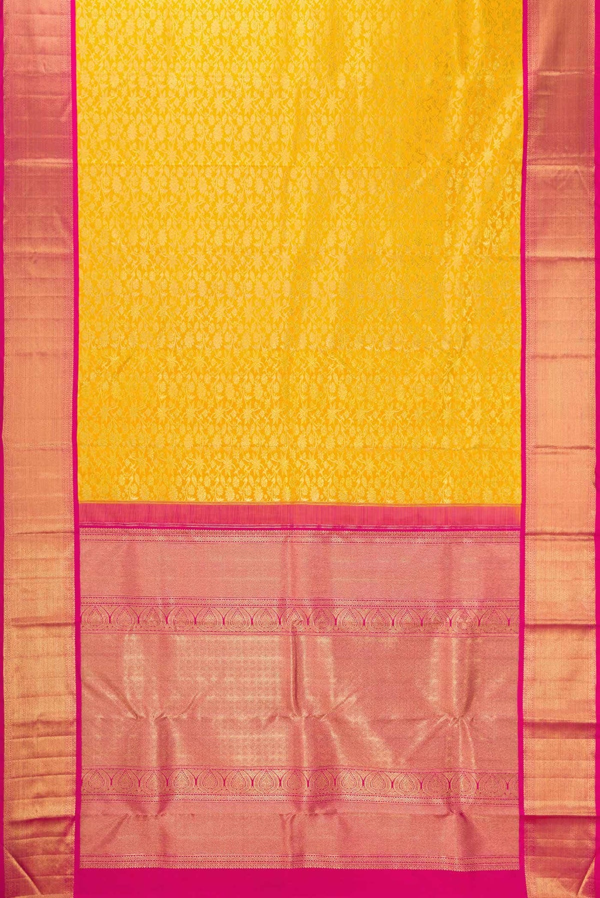 Pure Silk Pure Zari Yellow Dual Tone Kanjivaram Saree