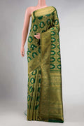Pure Silk Pure Zari Green Dual Tone Kanjivaram Saree