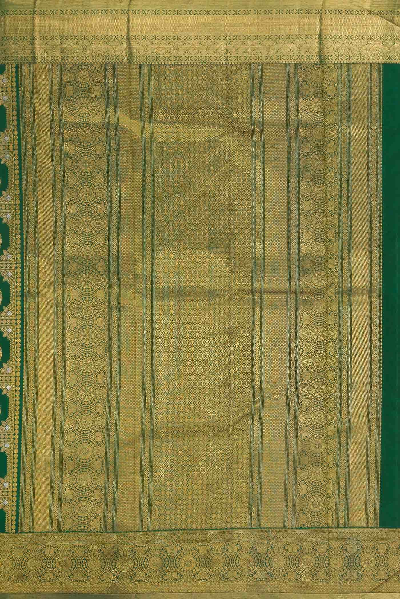 Pure Silk Pure Zari Green Dual Tone Kanchipuram Saree
