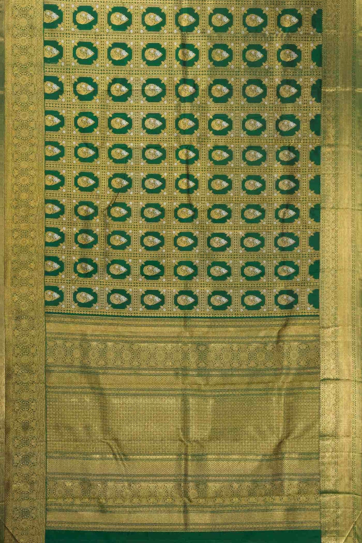 Pure Silk Pure Zari Green Dual Tone Kanjivaram Saree