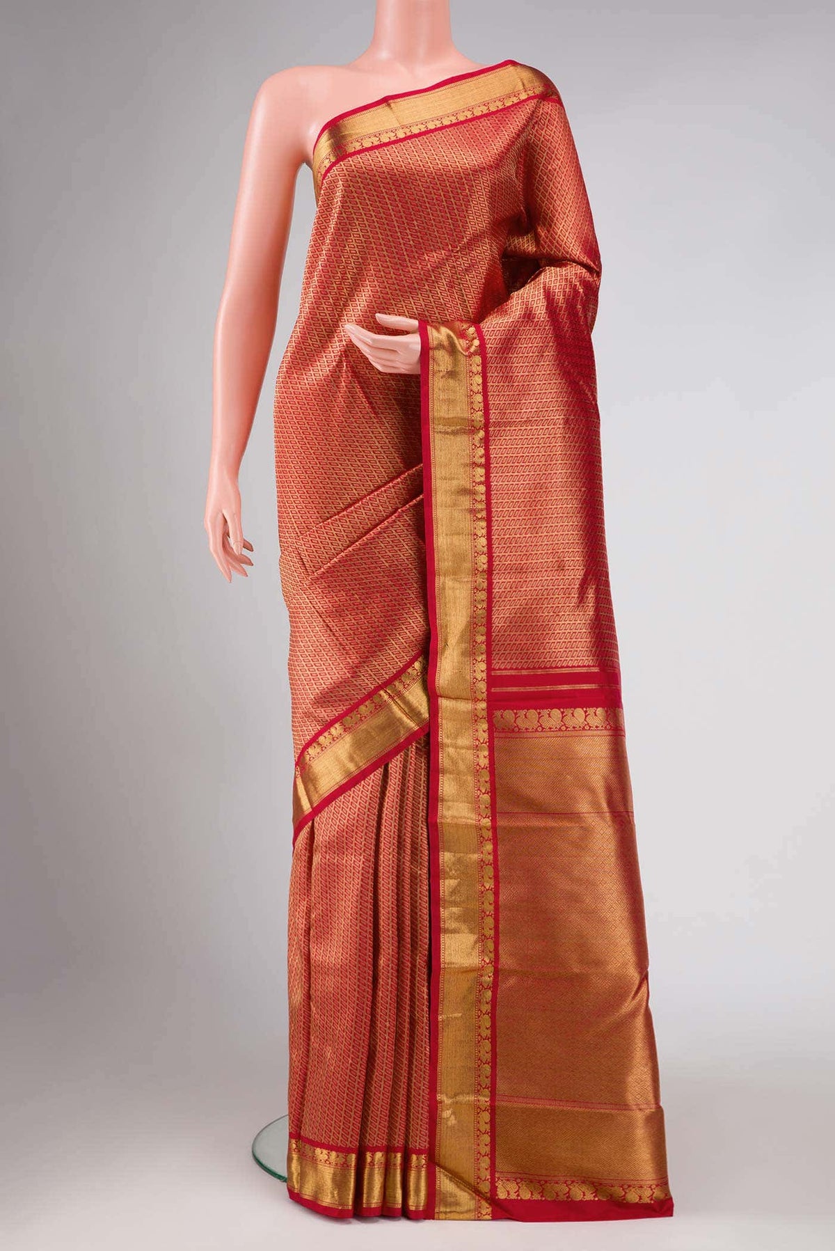 Pure Silk Pure Zari Red Kanjivaram Saree