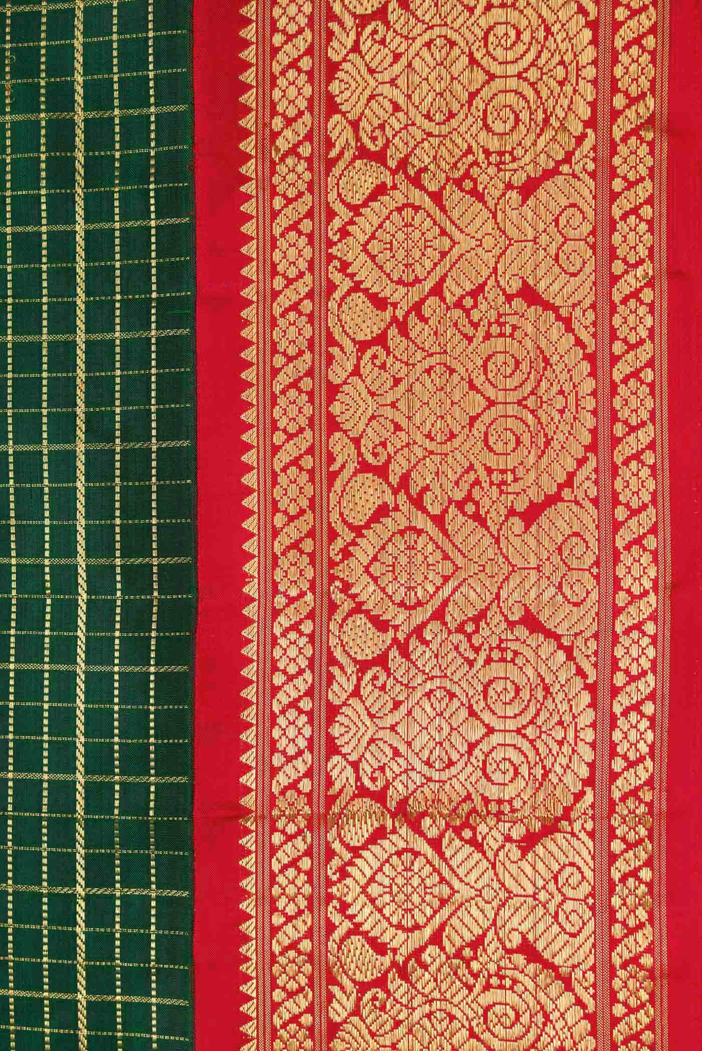 Pure Silk Pure Zari Green Dual Tone Kanchipuram Saree
