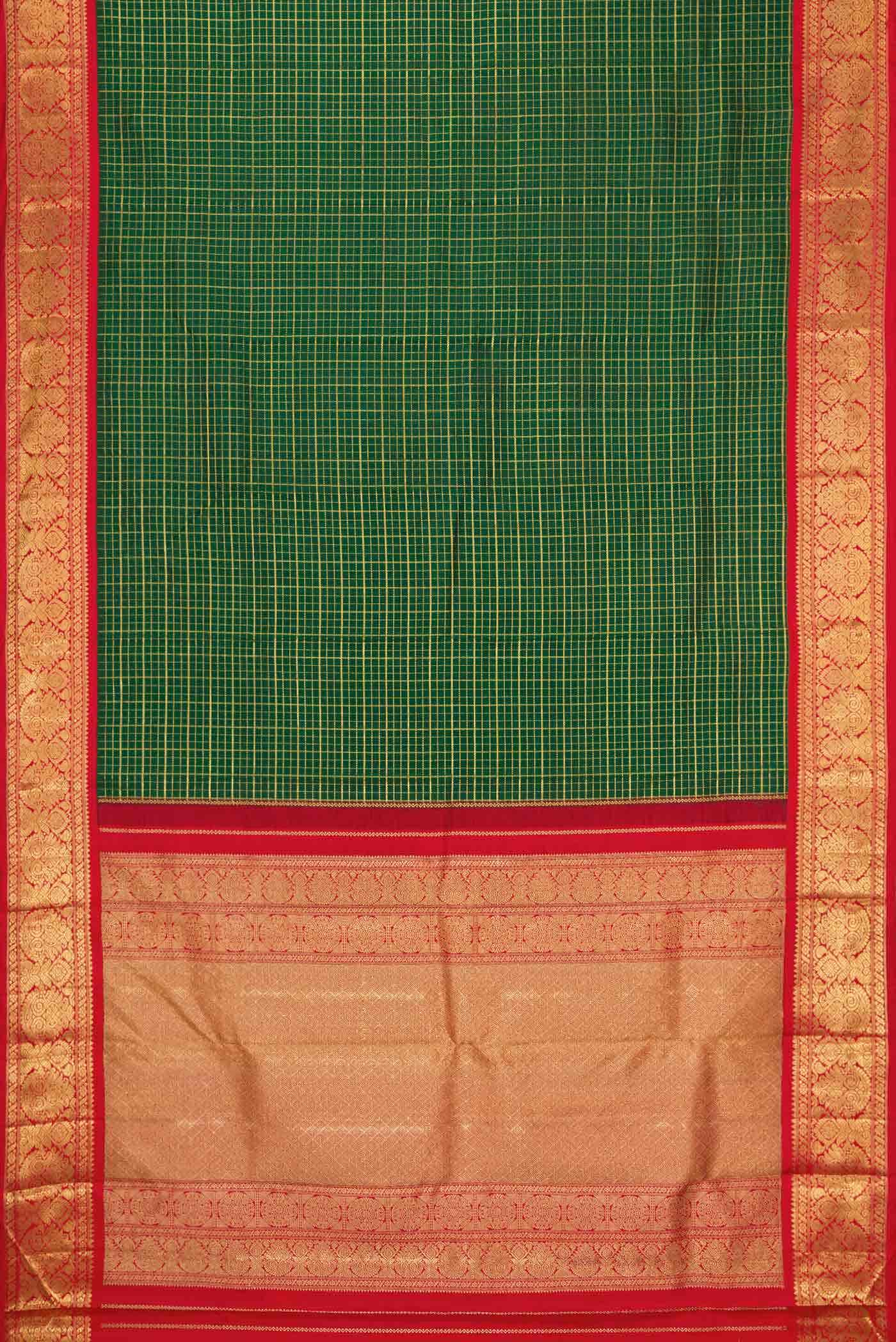 Pure Silk Pure Zari Green Dual Tone Kanchipuram Saree