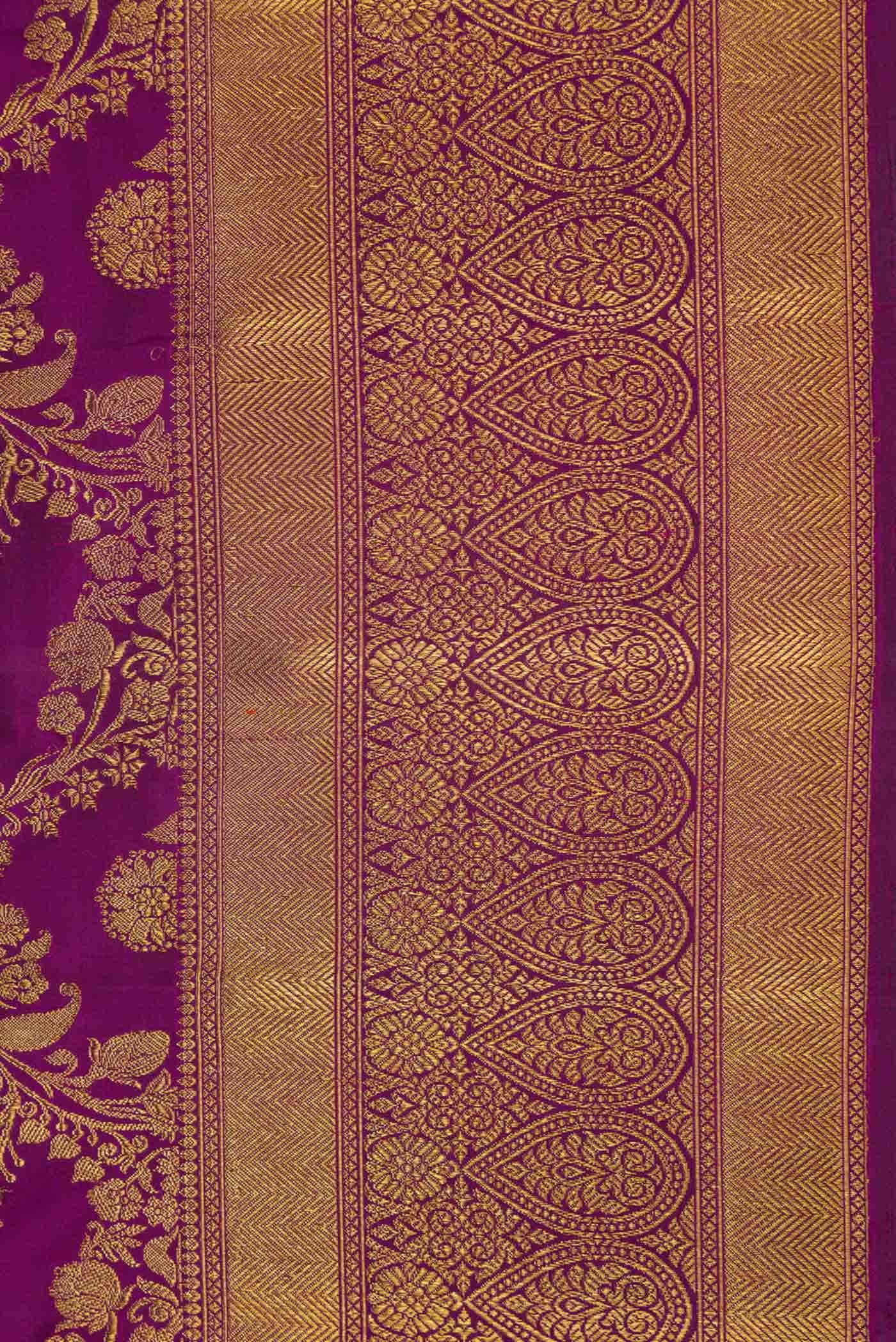 Pure Silk Pure Zari Purple Dual Tone Kanchipuram Saree