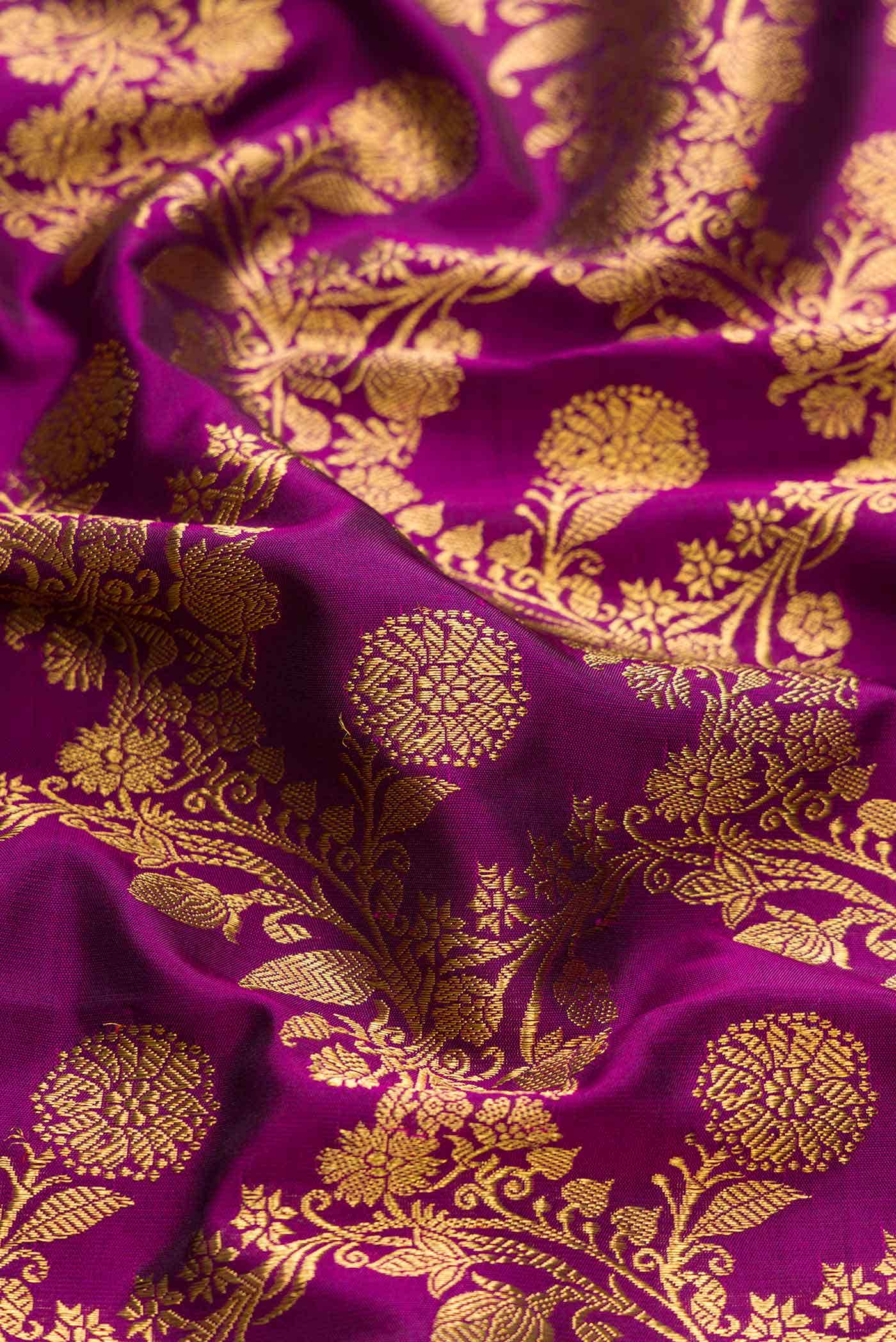 Pure Silk Pure Zari Purple Dual Tone Kanchipuram Saree
