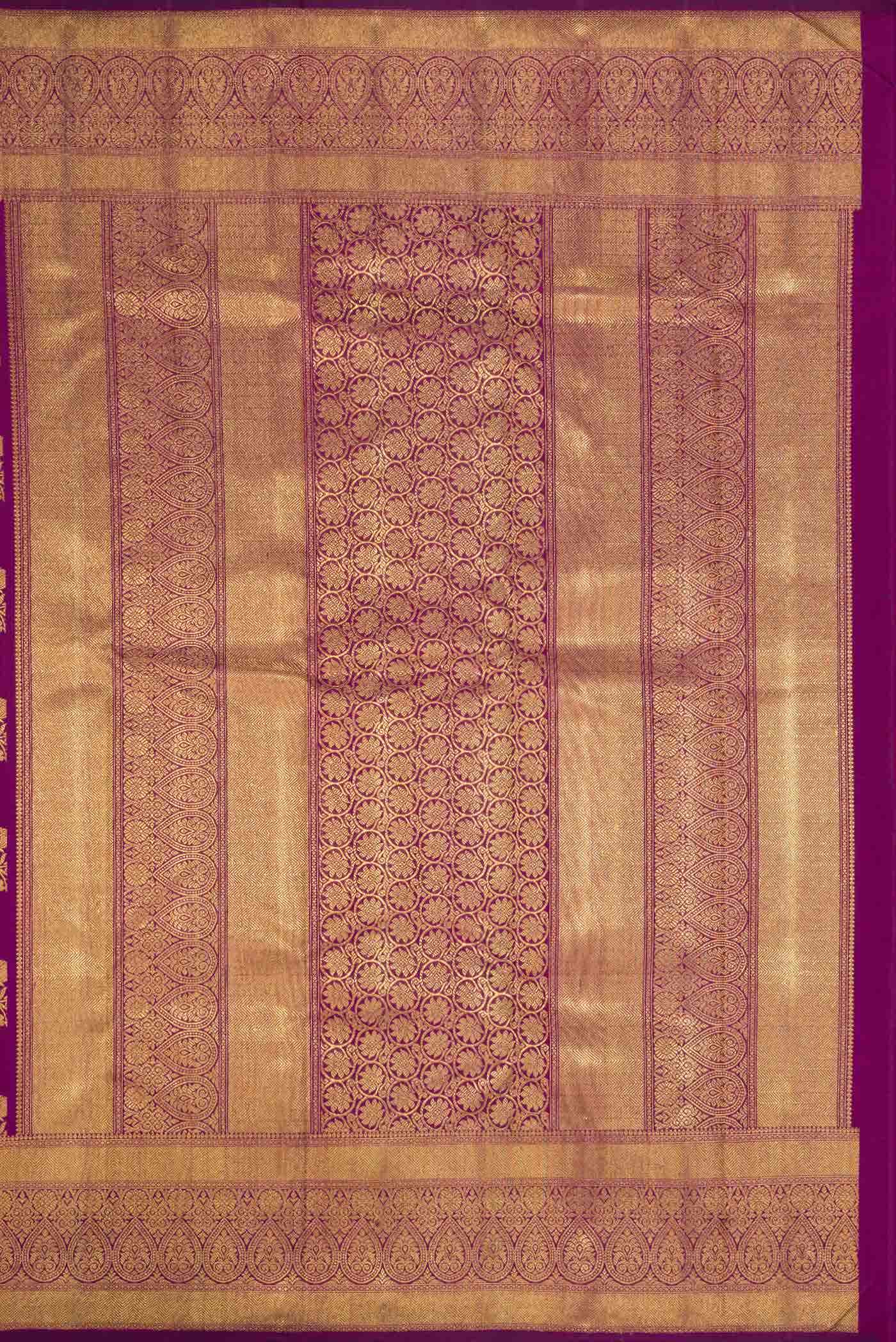 Pure Silk Pure Zari Purple Dual Tone Kanchipuram Saree