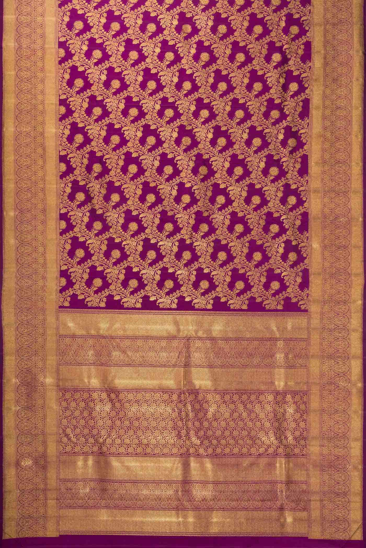 Pure Silk Pure Zari Purple Dual Tone Kanchipuram Saree