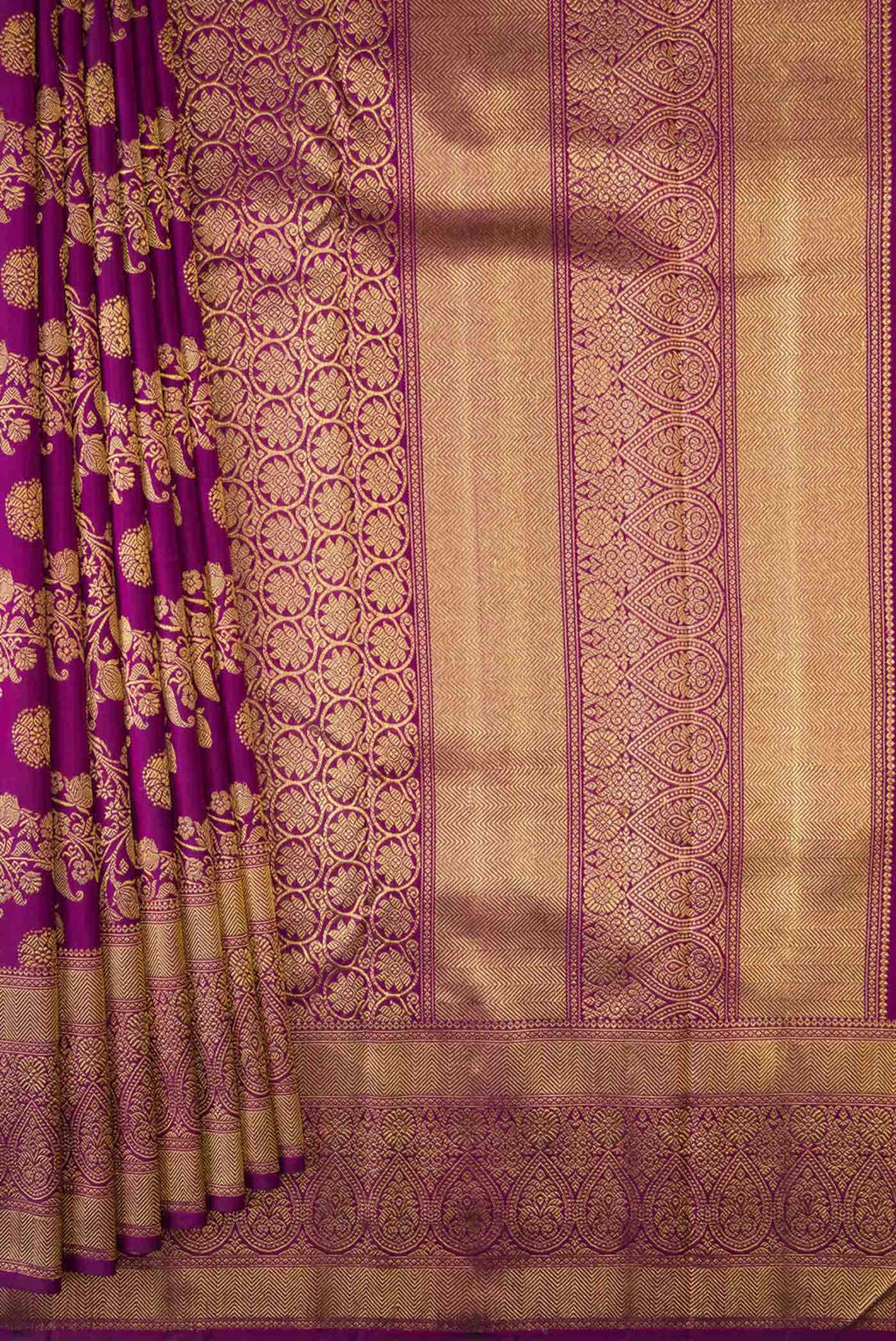 Pure Silk Pure Zari Purple Dual Tone Kanchipuram Saree