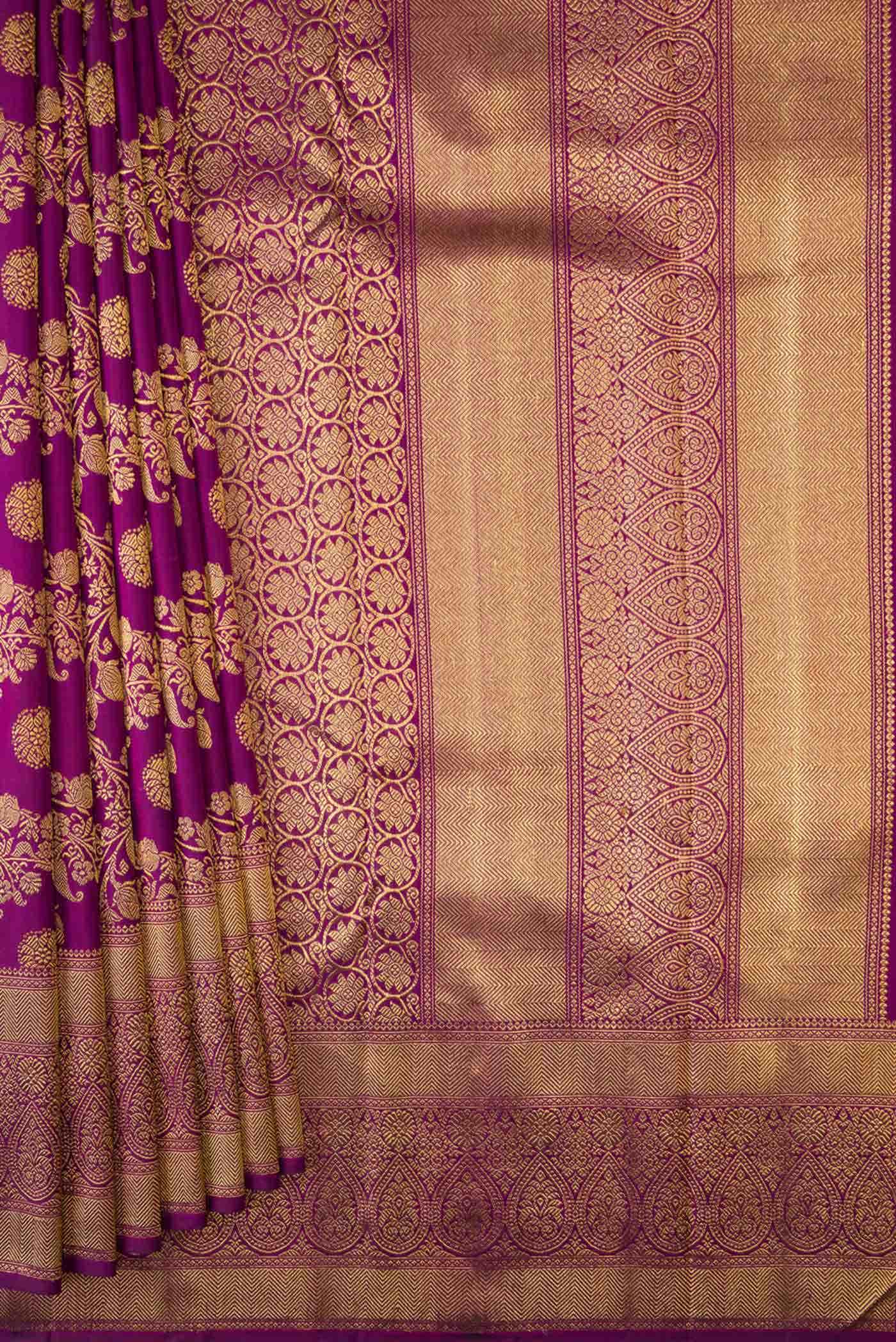 Pure Silk Pure Zari Purple Dual Tone Kanchipuram Saree