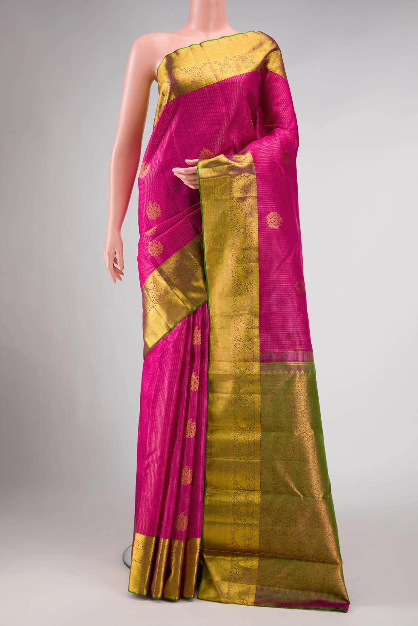 Pink Dual Tone Kanchipuram Silk Saree