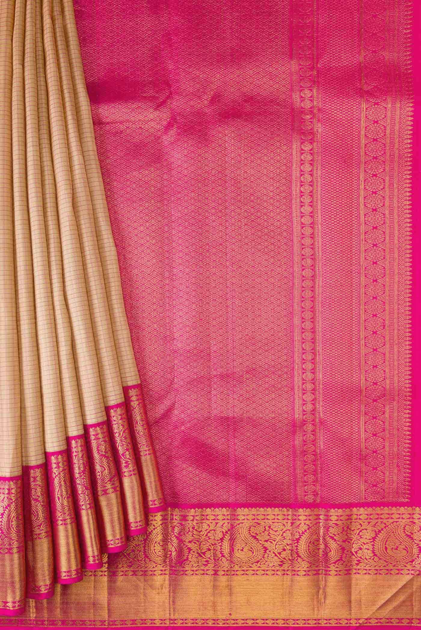 Golden Peach Kanchipuram Silk Saree