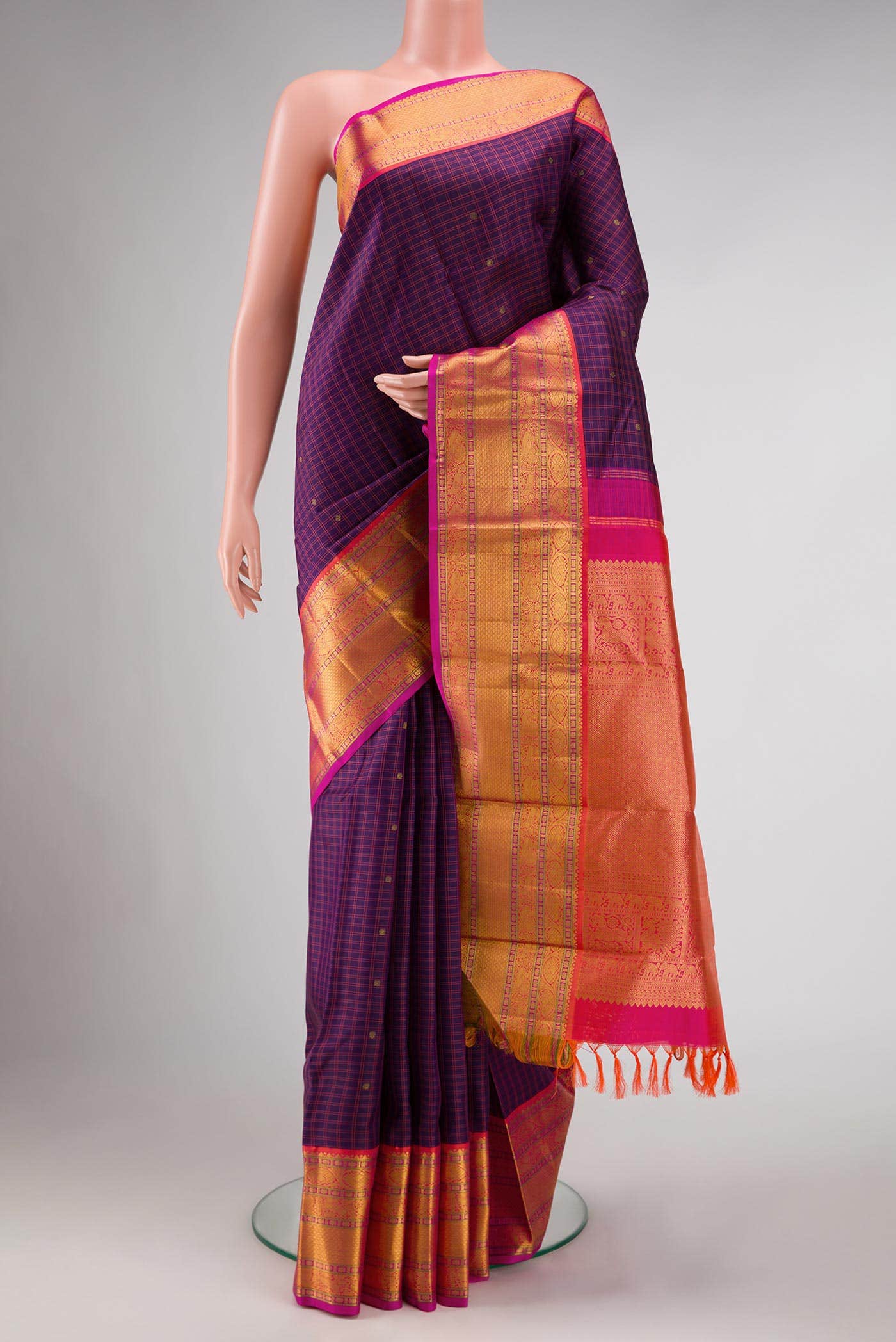 Purple Dual Tone Kanchipuram Silk Saree