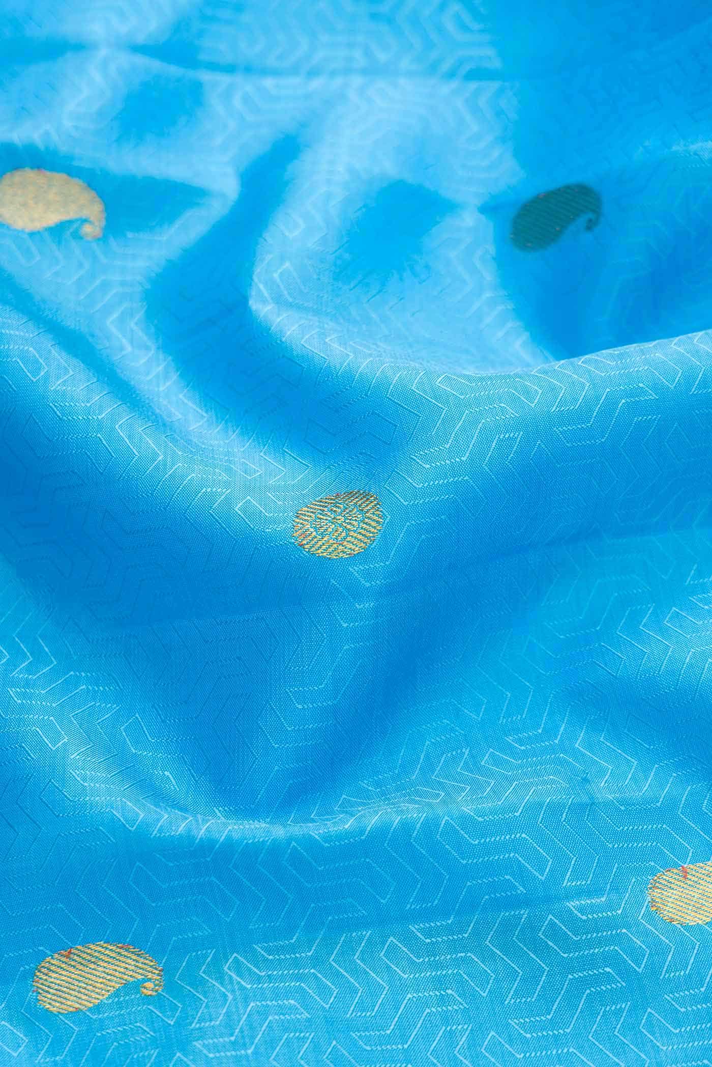 Sky Blue Kanchipuram Silk Saree