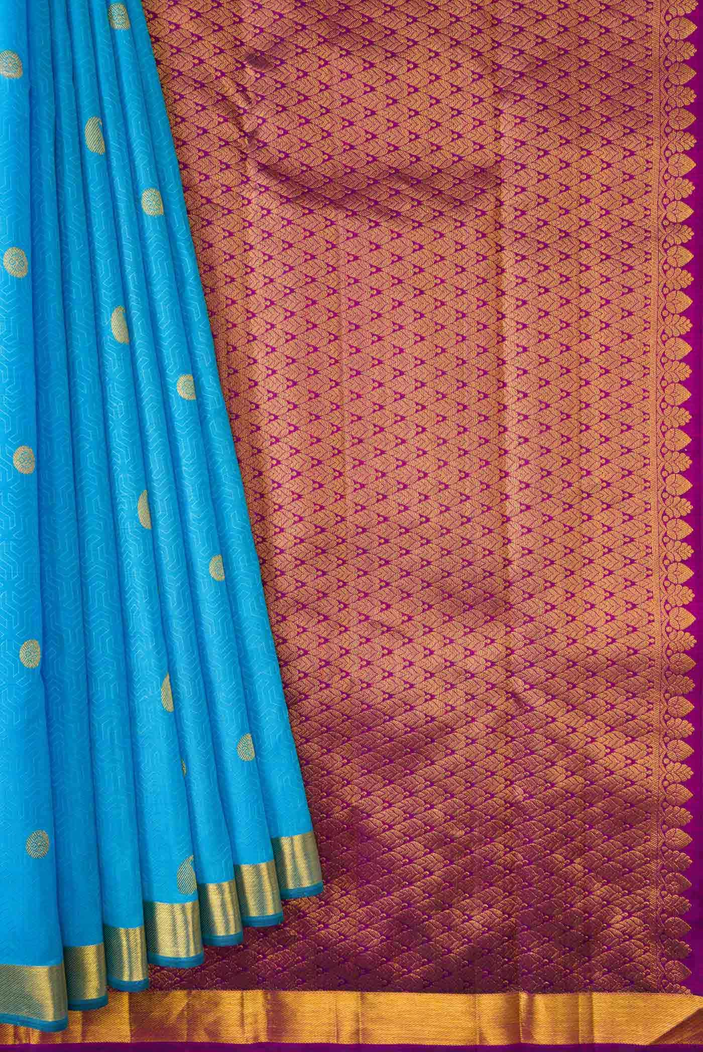 Sky Blue Kanchipuram Silk Saree