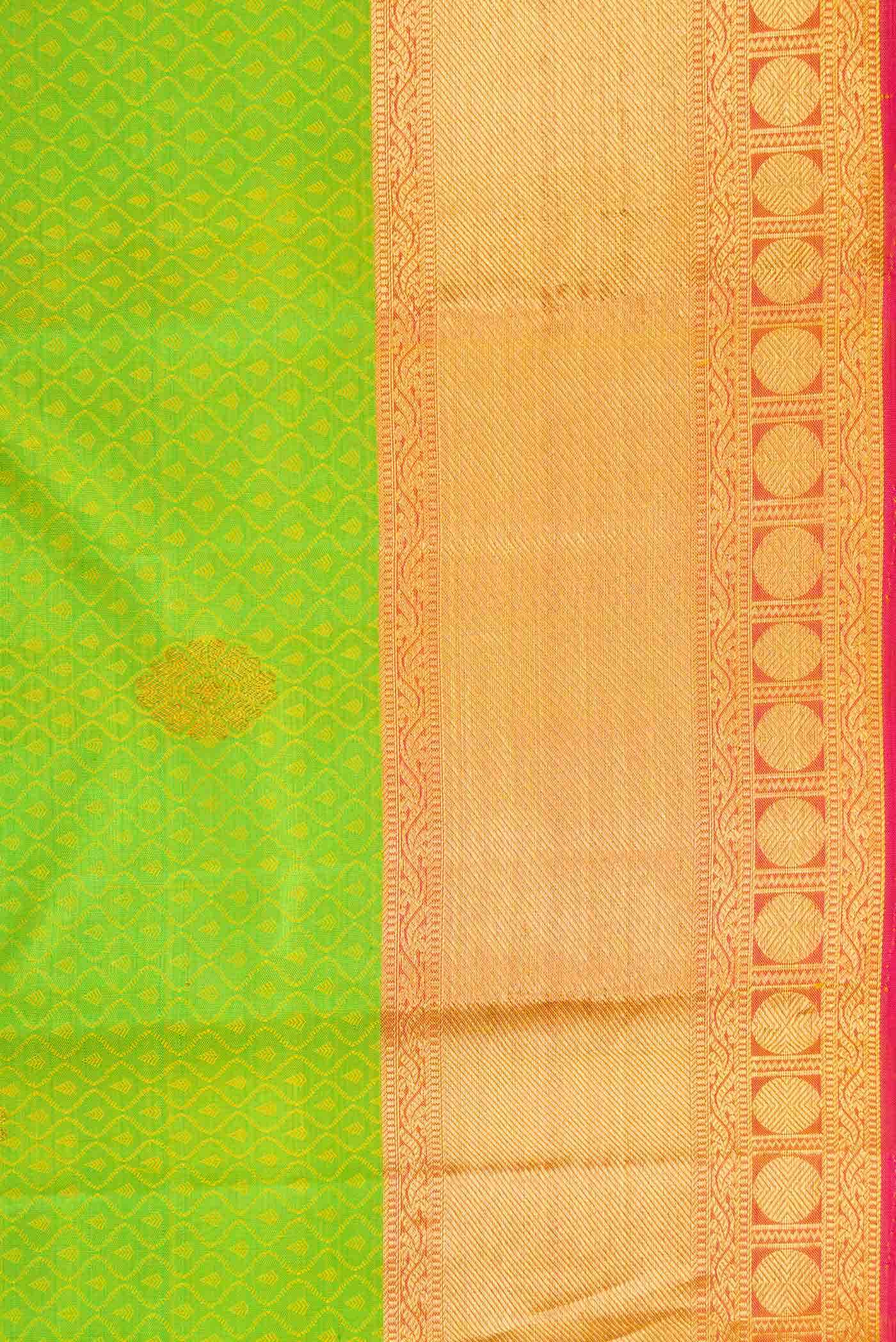 Parrot Green Dual Tone Kanchipuram Silk Saree