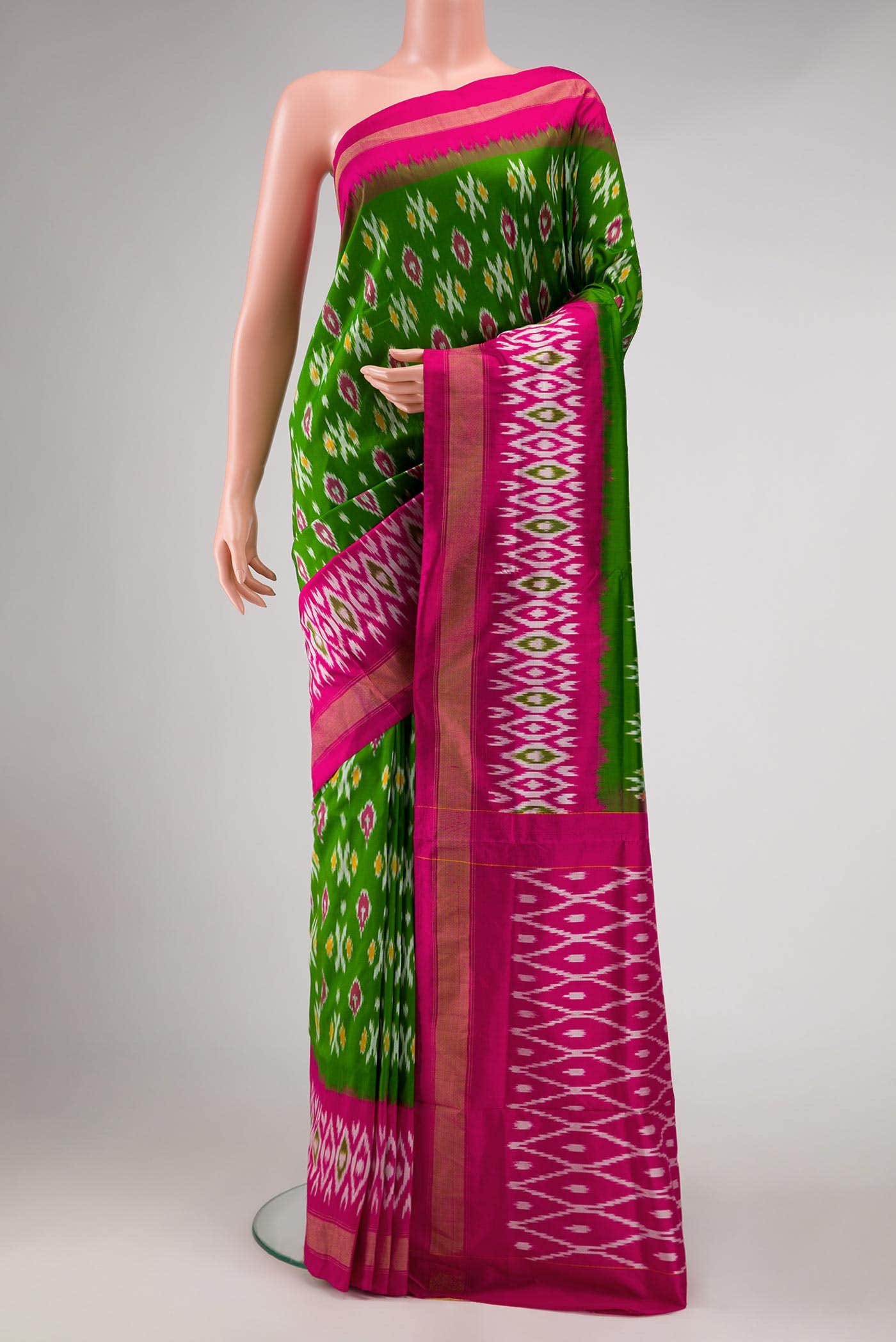 Green Double Ikat Saree