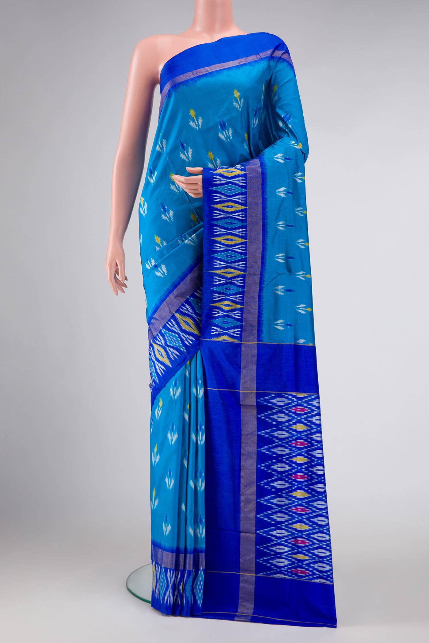 Sky Blue Pochampally Silk Saree