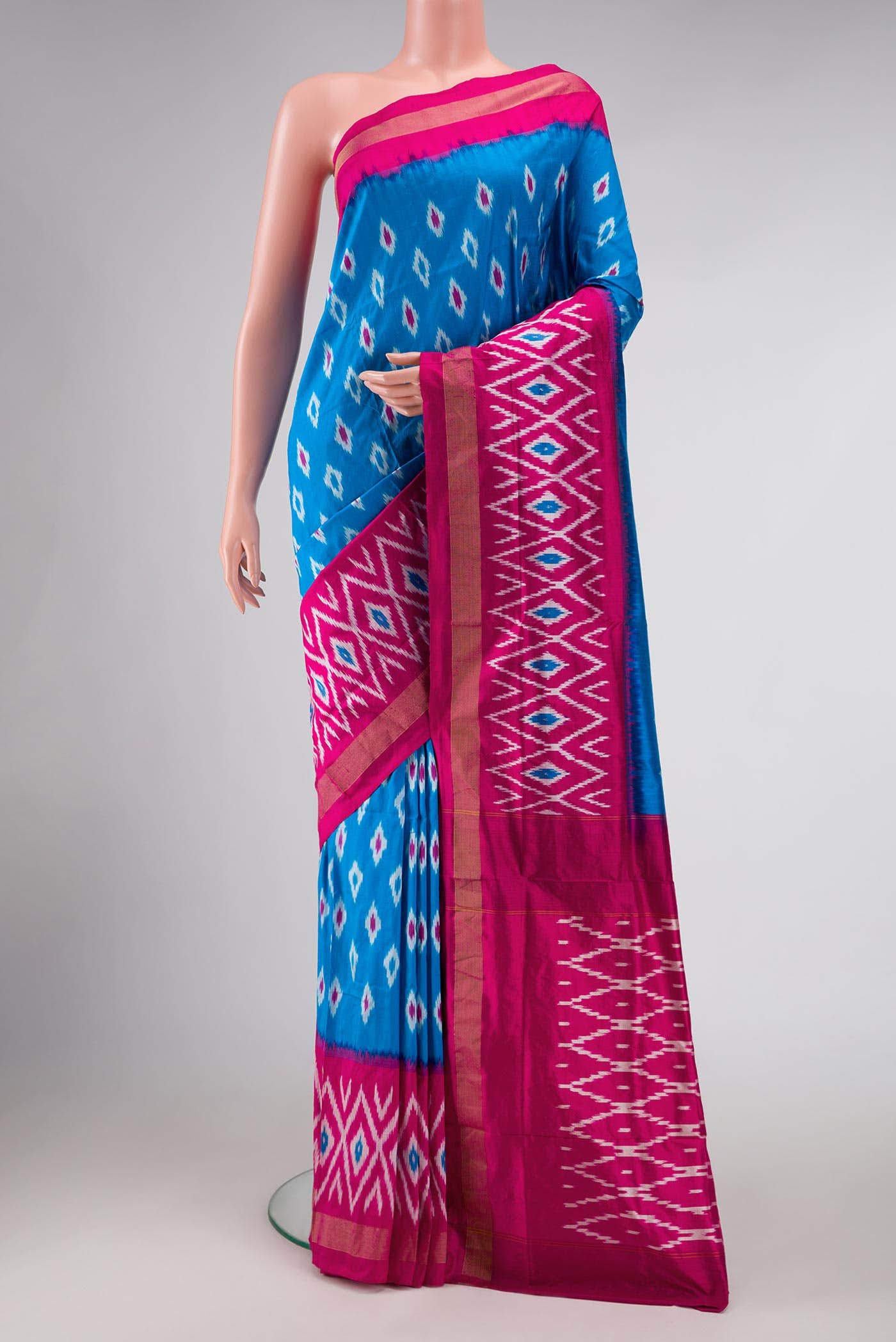 Sky Blue Pochampally Silk Saree