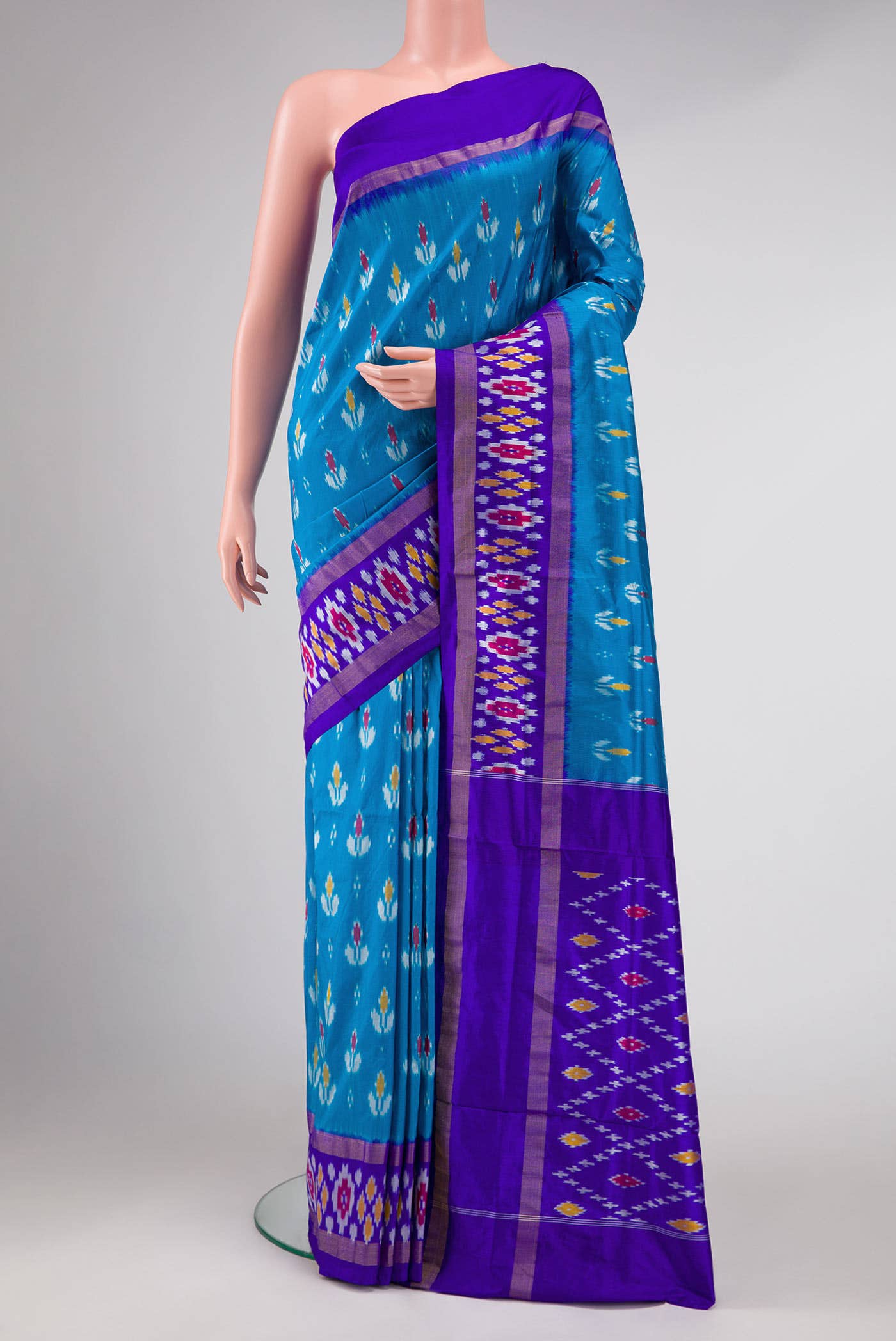 Sky Blue Pochampally Silk Saree
