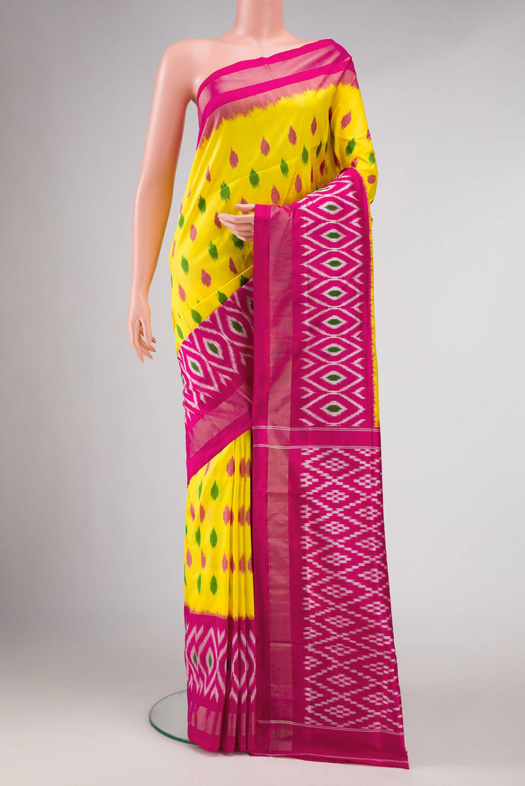 Yellow Pochampally Silk Saree