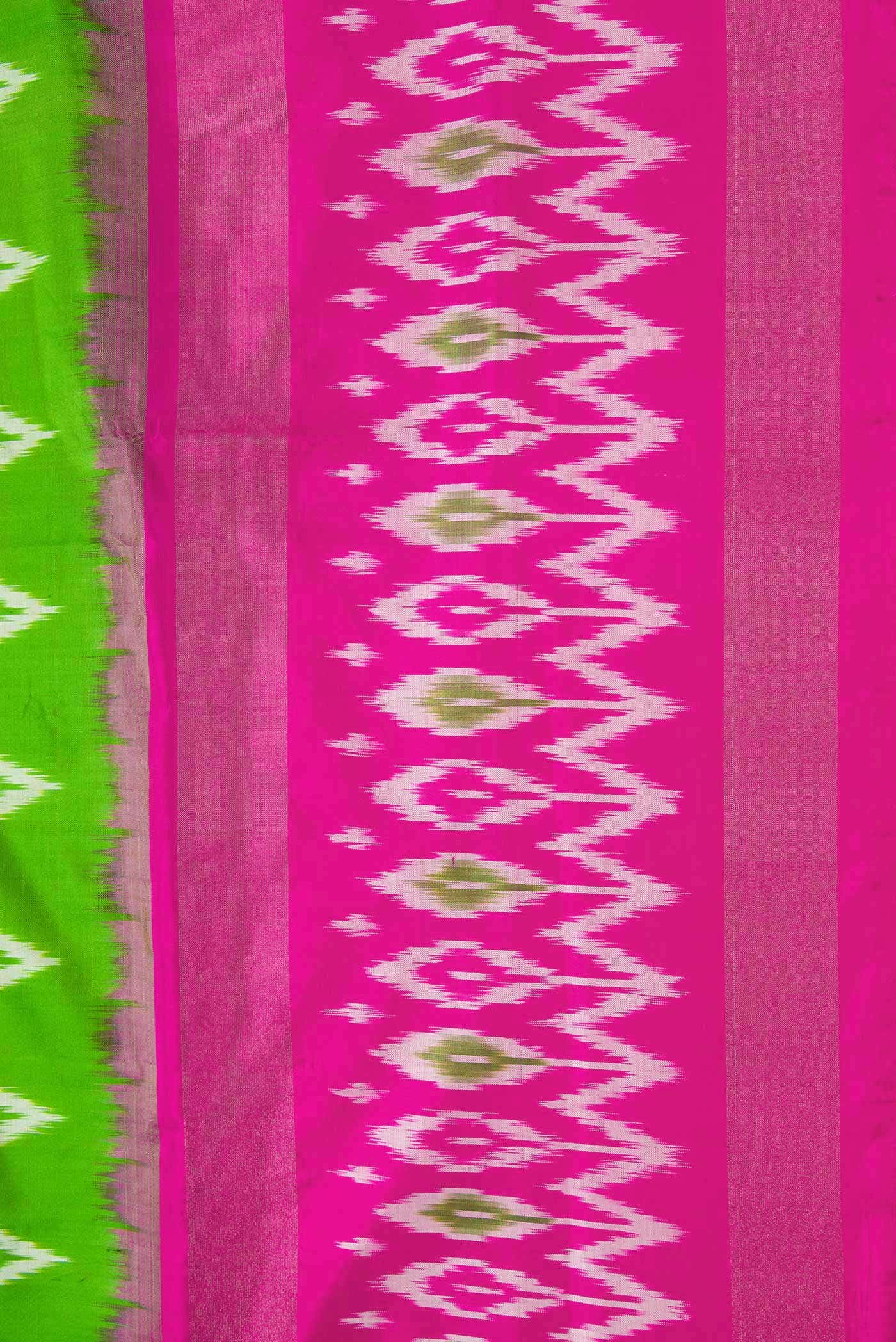 Parrot Green Pochampally Silk Saree