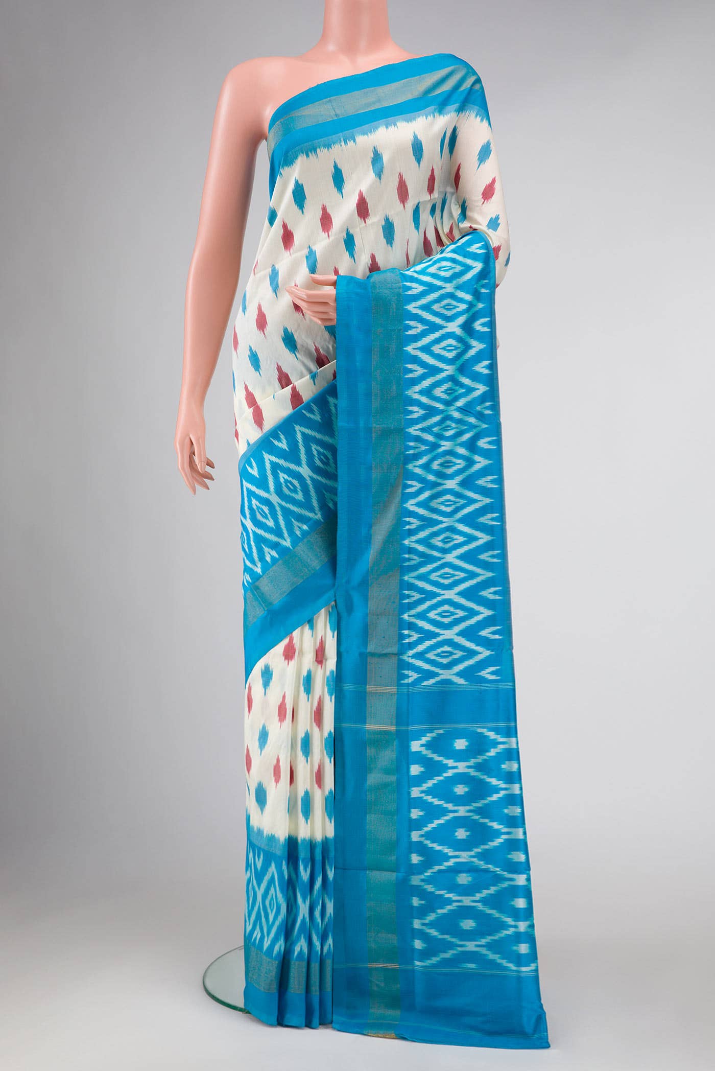 Off White Double Ikat Saree