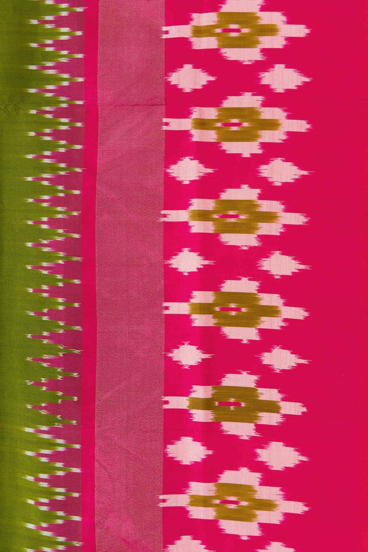 Parrot Green Pochampally Silk Saree