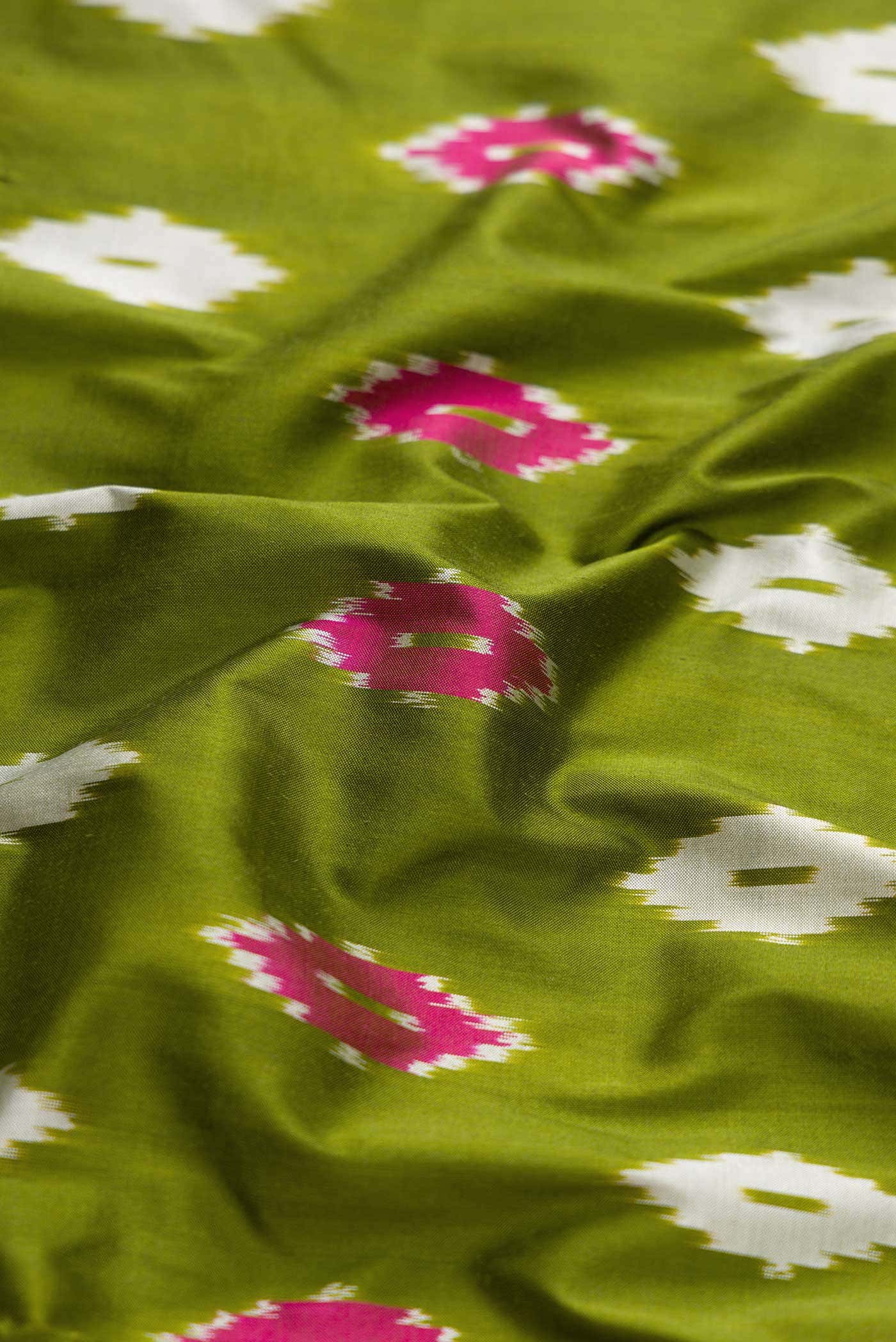 Parrot Green Pochampally Silk Saree