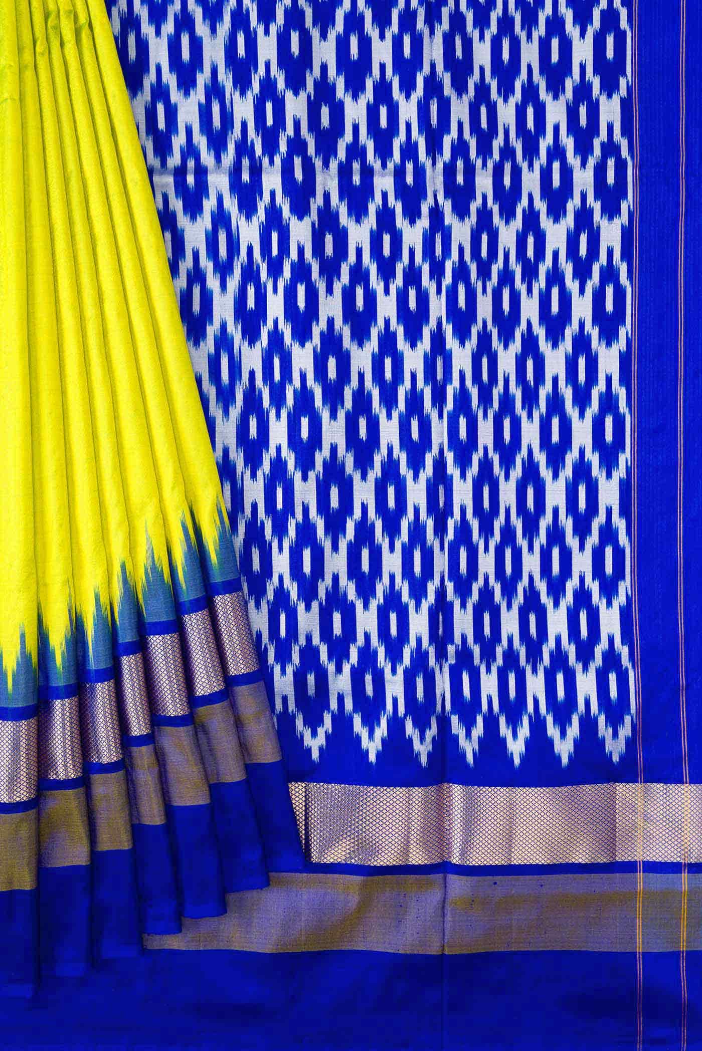 Parrot Green Double Ikat Saree