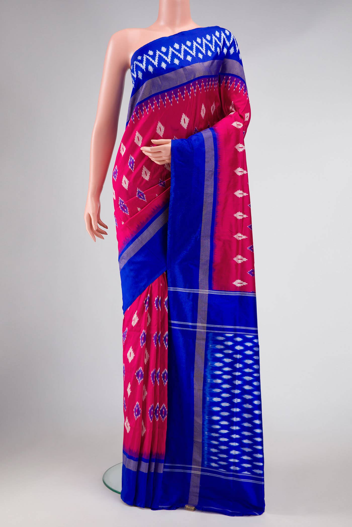 Dark Pink Double Ikat Saree