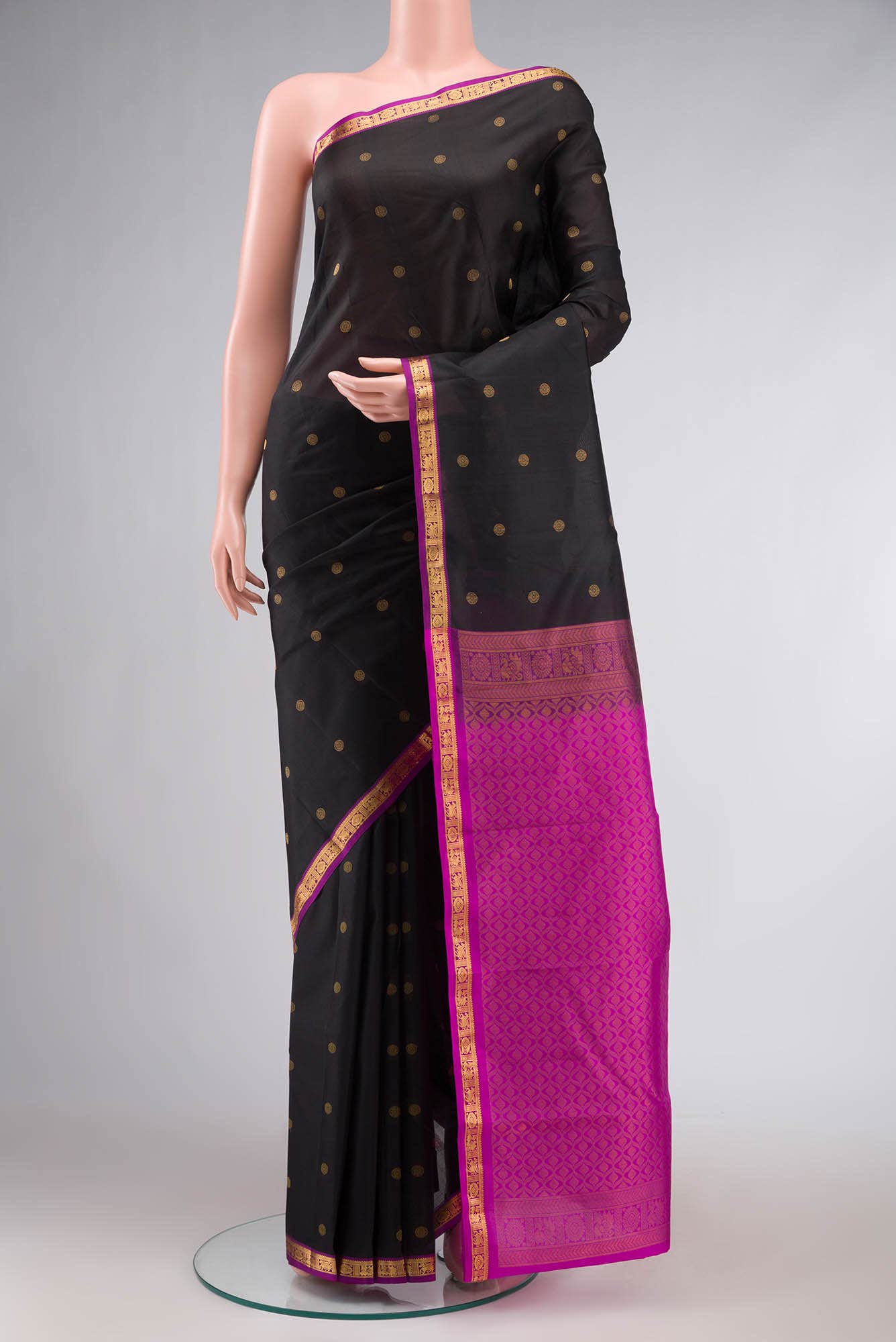 Black Kanchipuram Silk Saree