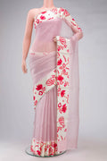 Rose pink Organza Silk Saree