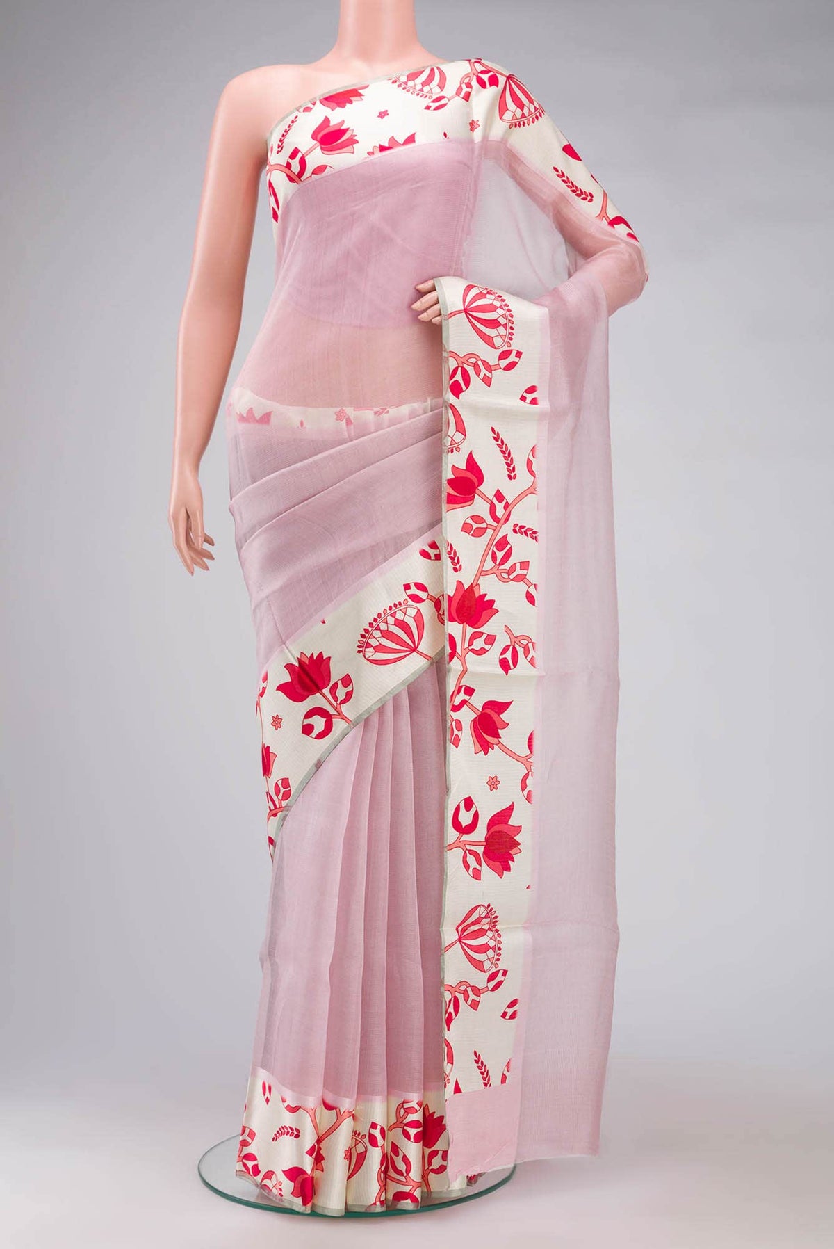 Rose pink Organza Silk Saree