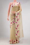 Beige Organza Silk Saree