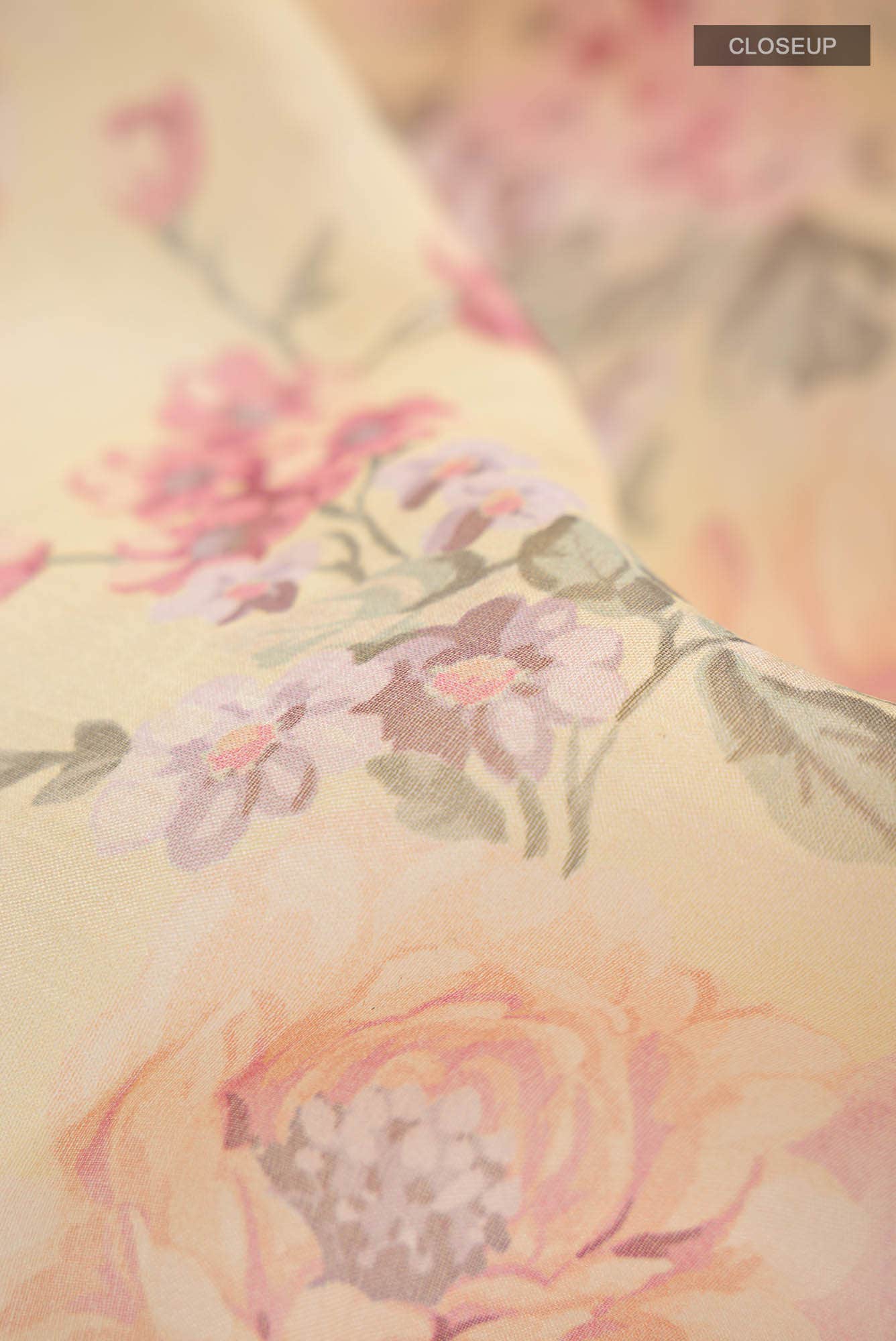 Cream Organza Silk Saree