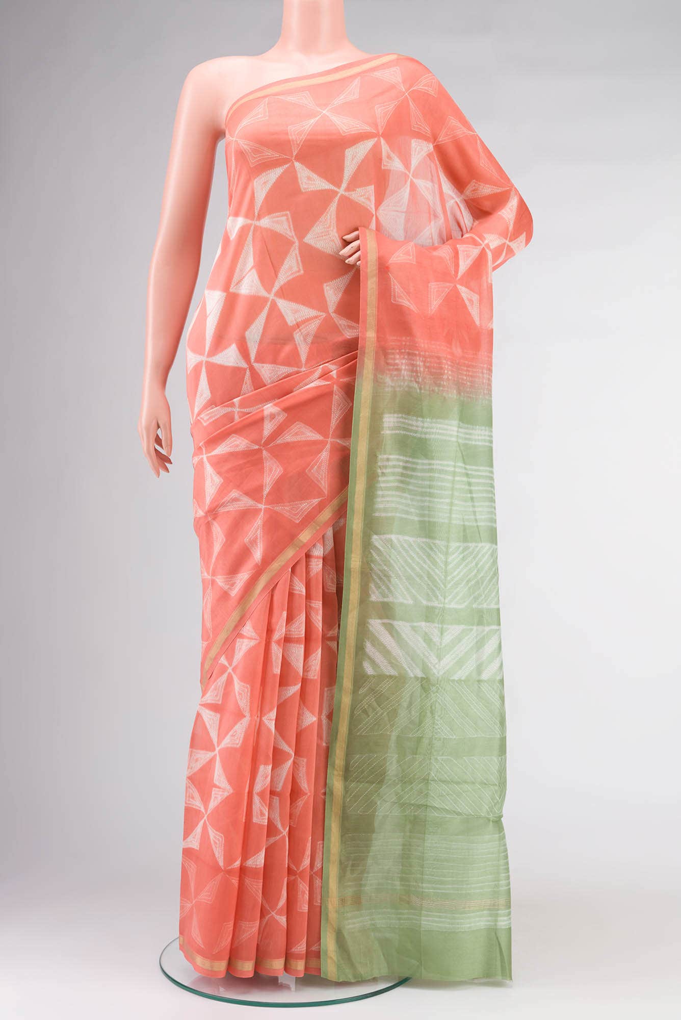Coral Chanderi Silk Cotton Saree