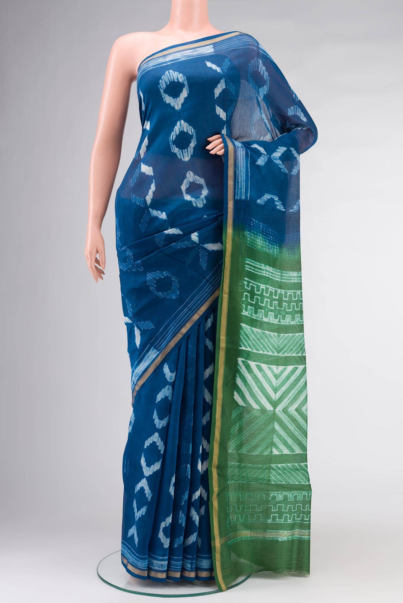Blue Chanderi Silk Cotton Saree