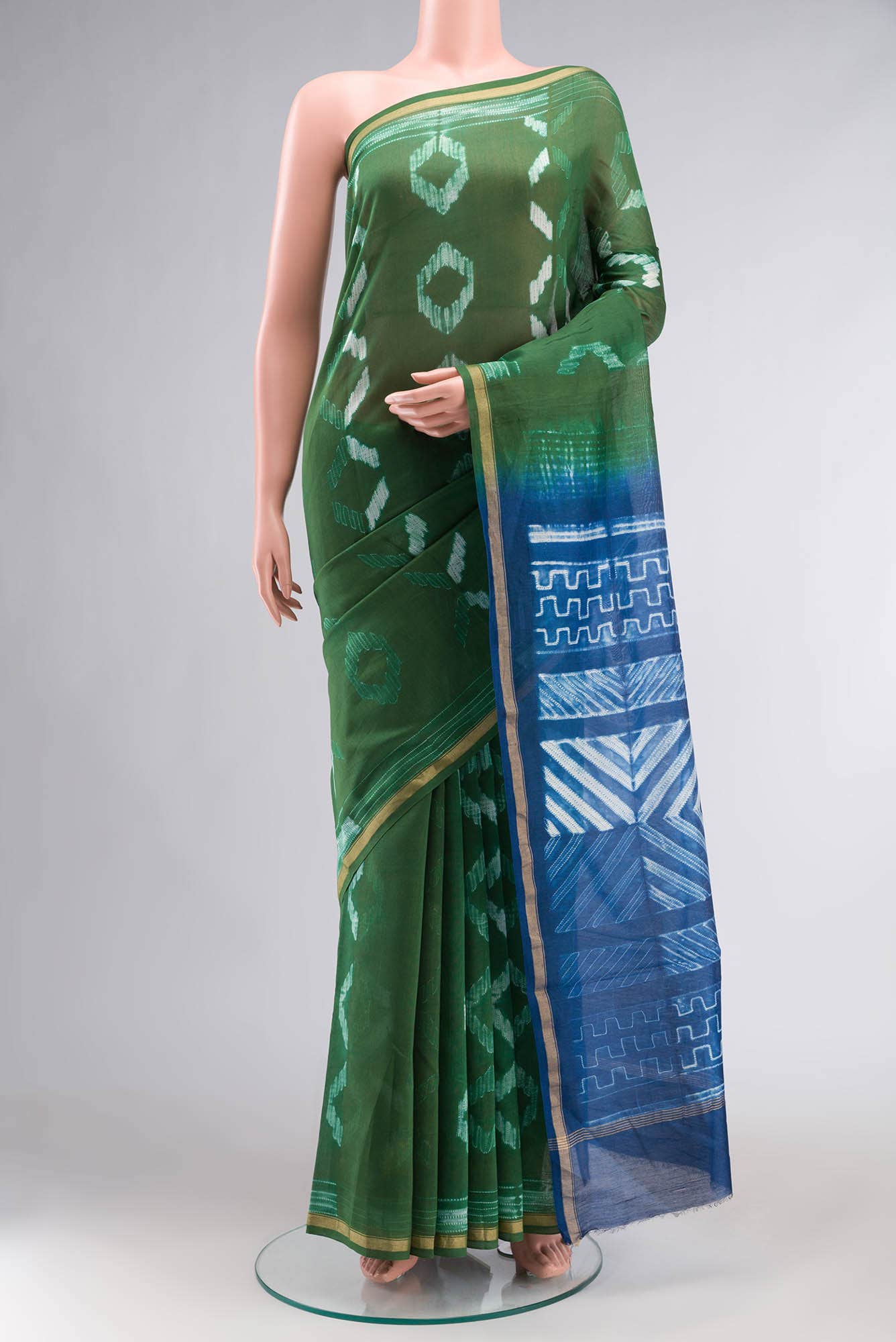 Green Chanderi Silk Cotton Saree