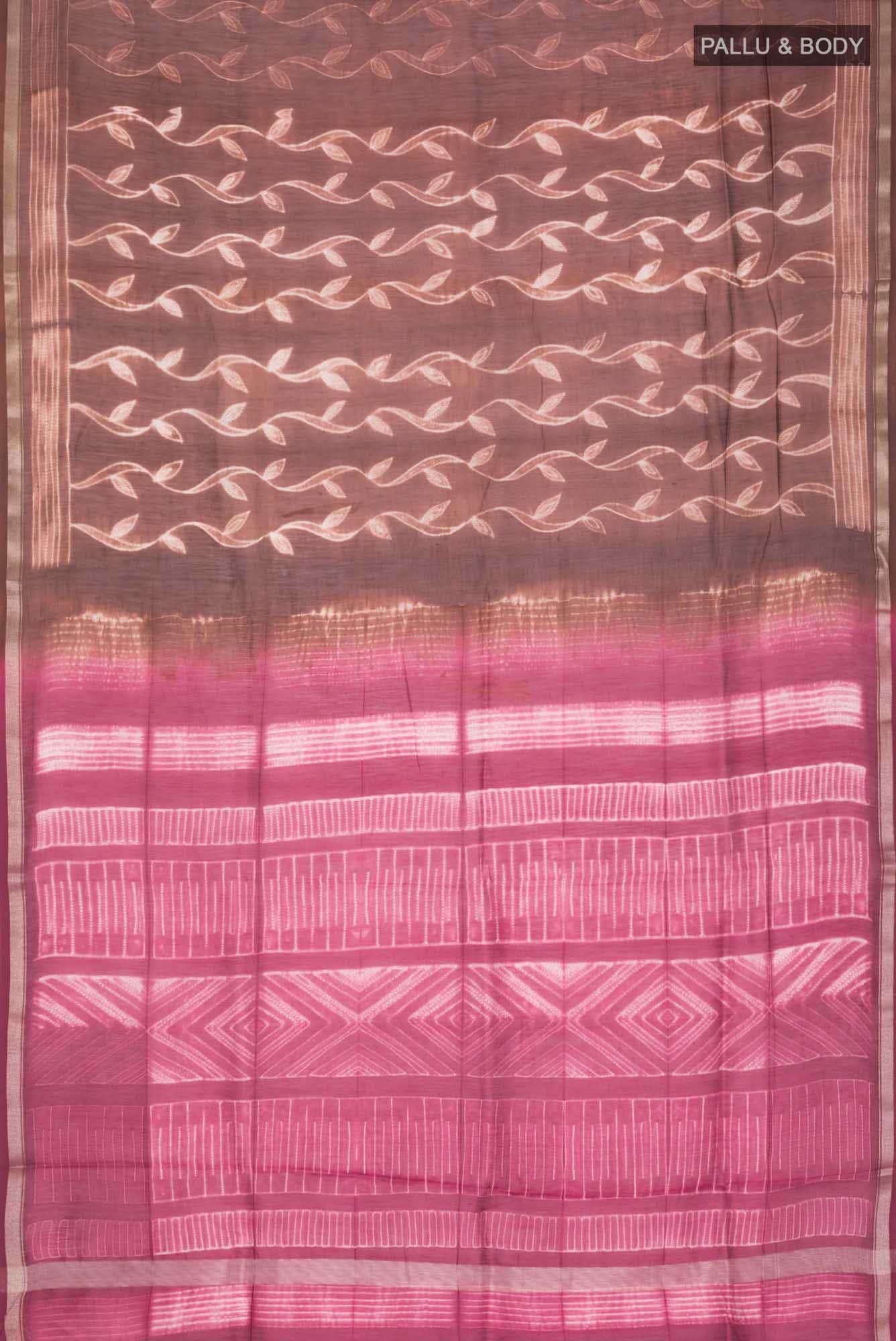 Brown Chanderi Silk Cotton Saree