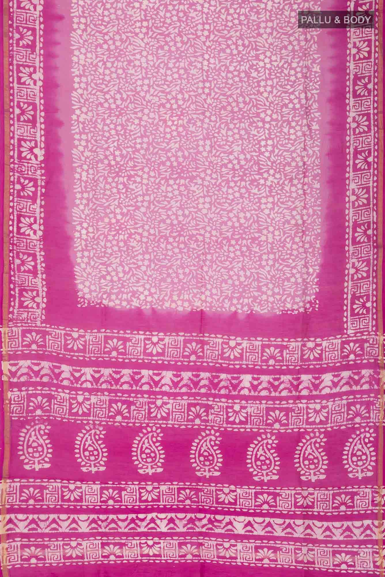 Rose pink Maheshwari Silk Cotton Saree