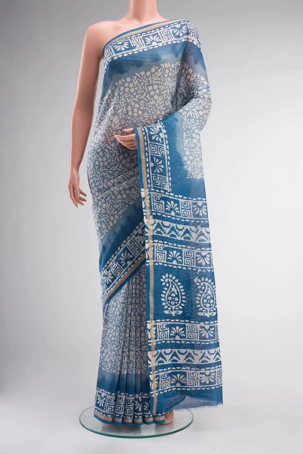 Blue Chanderi Silk Cotton Saree