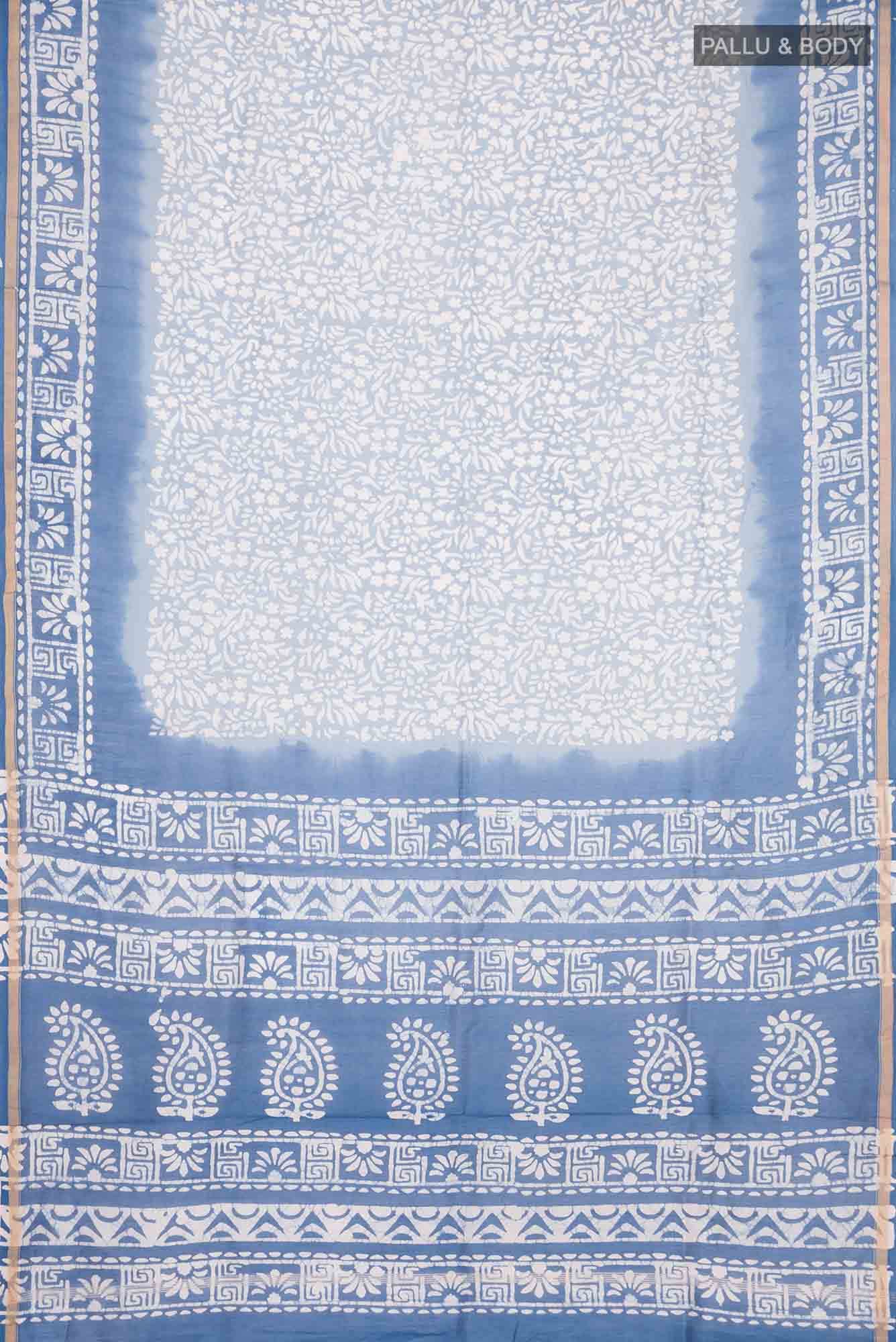 Blue Chanderi Silk Cotton Saree