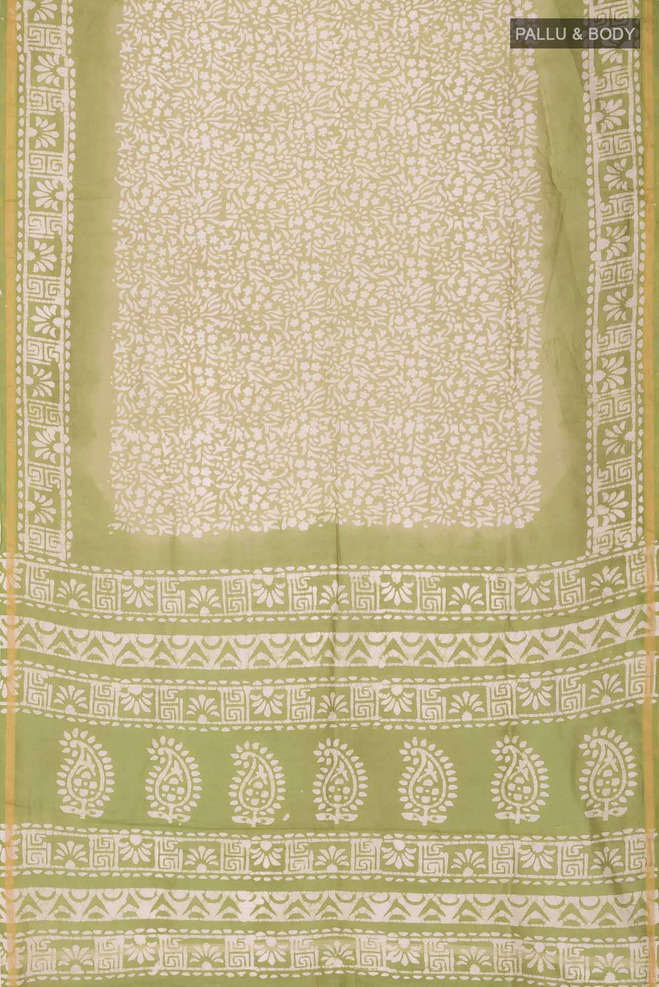 Light Green Maheshwari Silk Cotton Saree