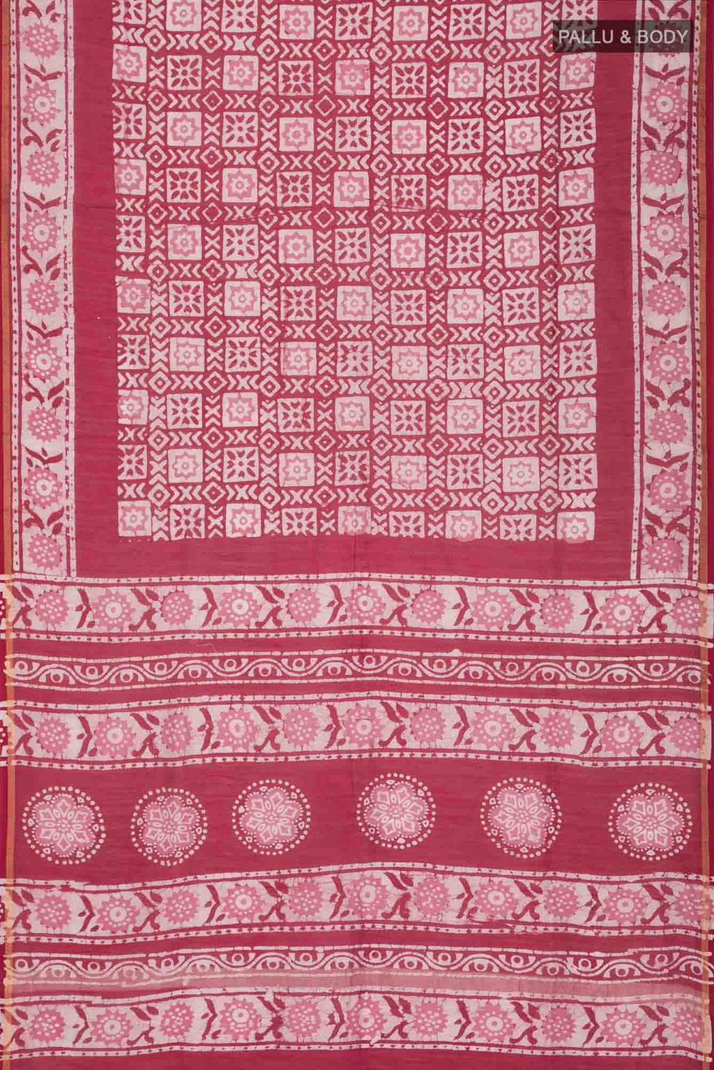 Red Maheshwari Silk Cotton Saree