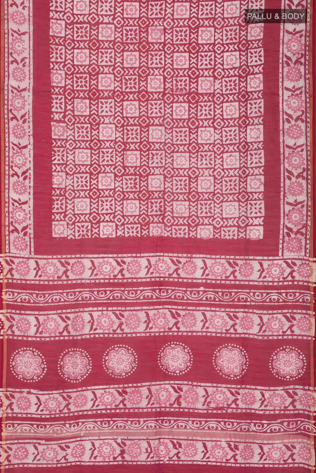 Red Maheshwari Silk Cotton Saree